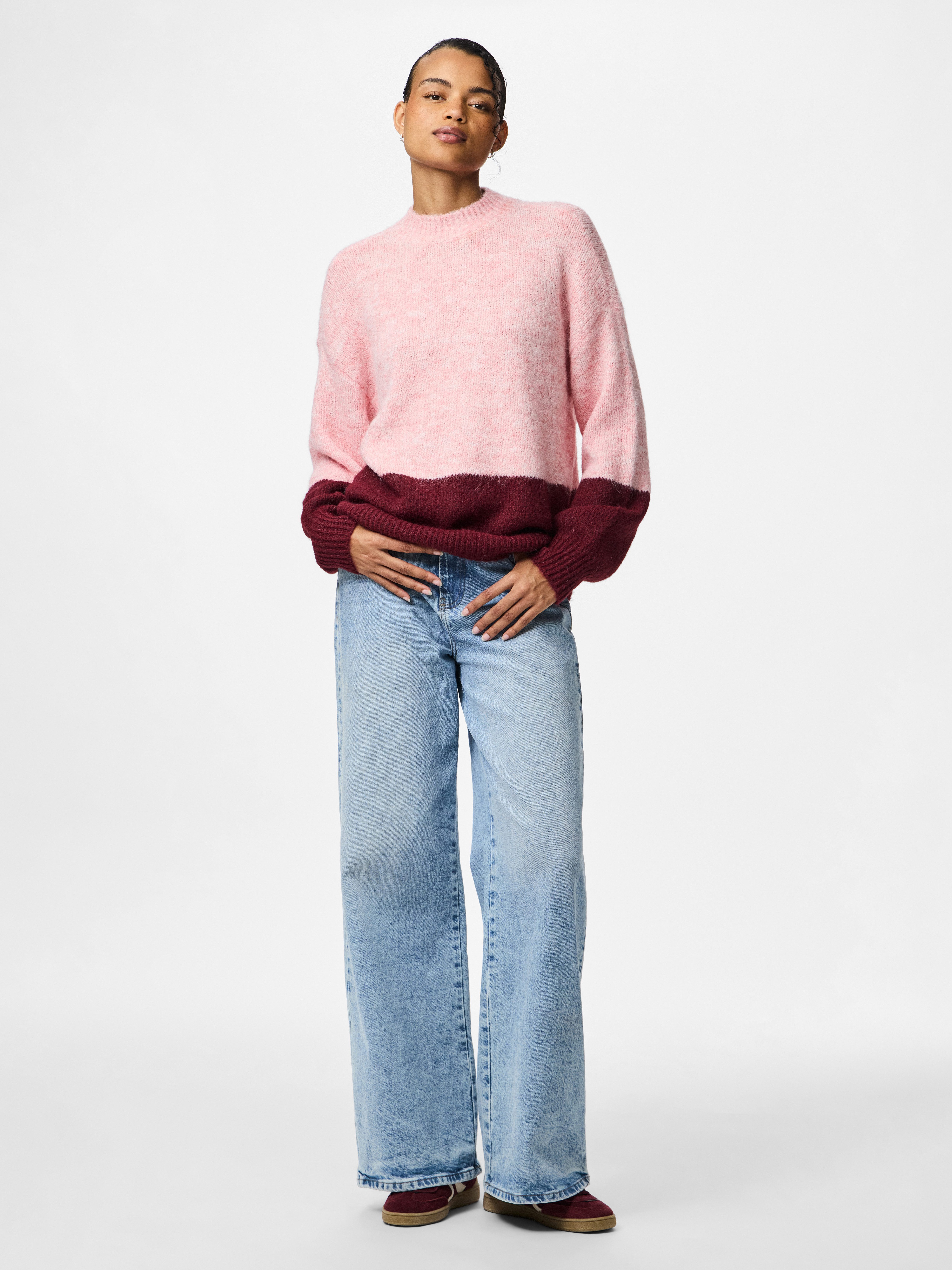 pieces Trui met ronde hals PCIVY LS O-NECK COLOR BLOCK KNIT PWP BC