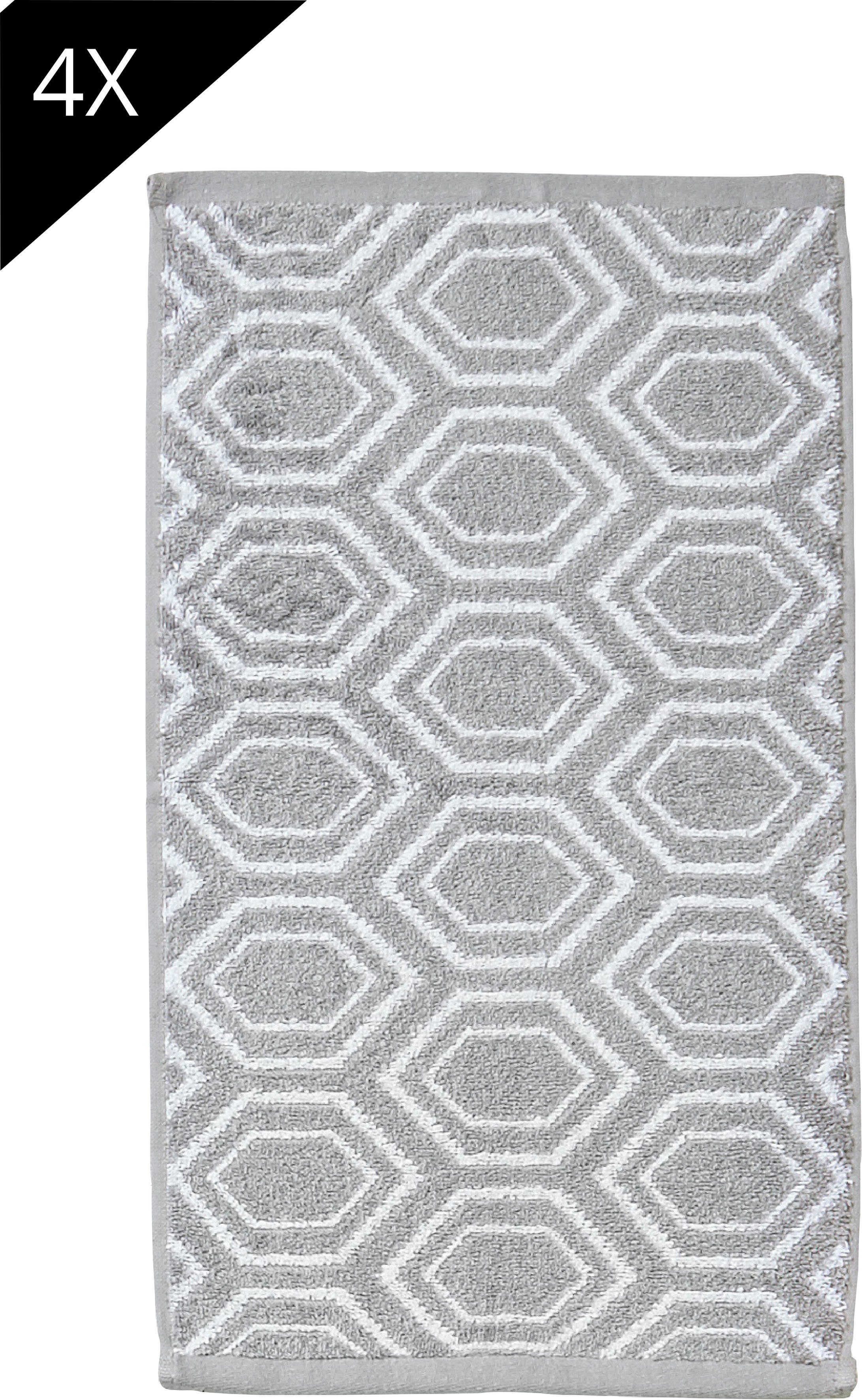 done.® Handdoekenset Ethno 4x gastendoeken (30x50 cm) Gastendoeken, jacquardweefsel, modern motief (set)