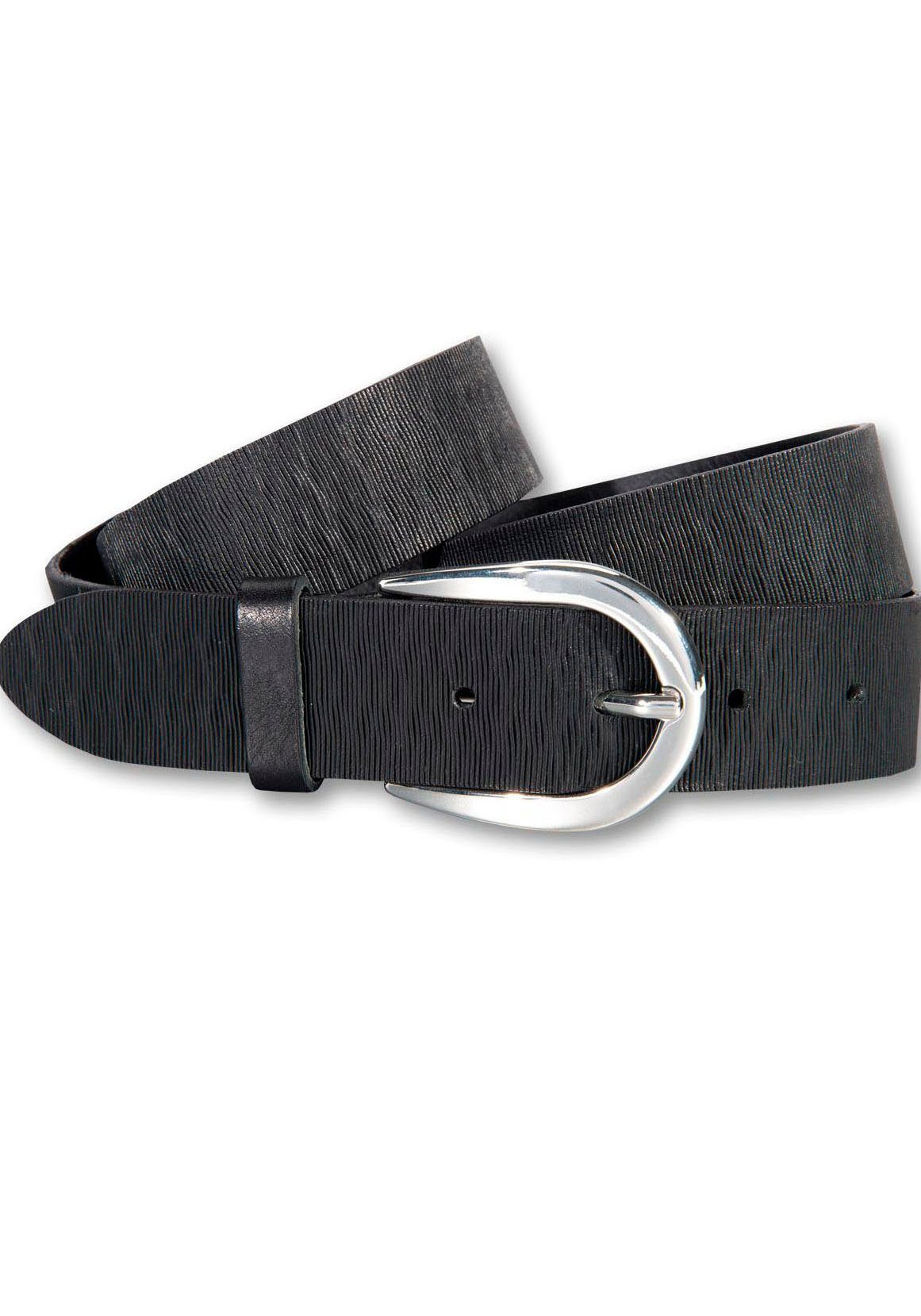 Silbergift Leren riem dames brede riemen maat 100 zwart