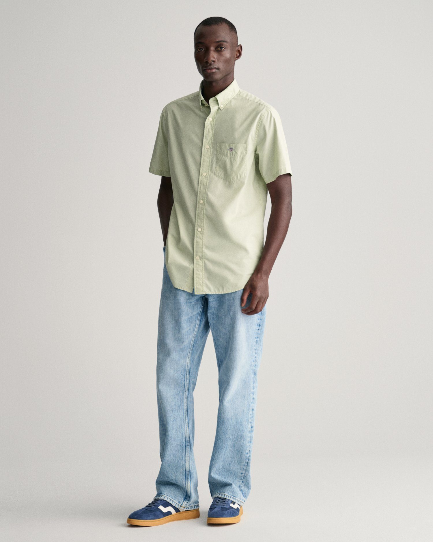 Gant Overhemd met korte mouwen Regular fit poplin overhemd licht slijtvast easy care