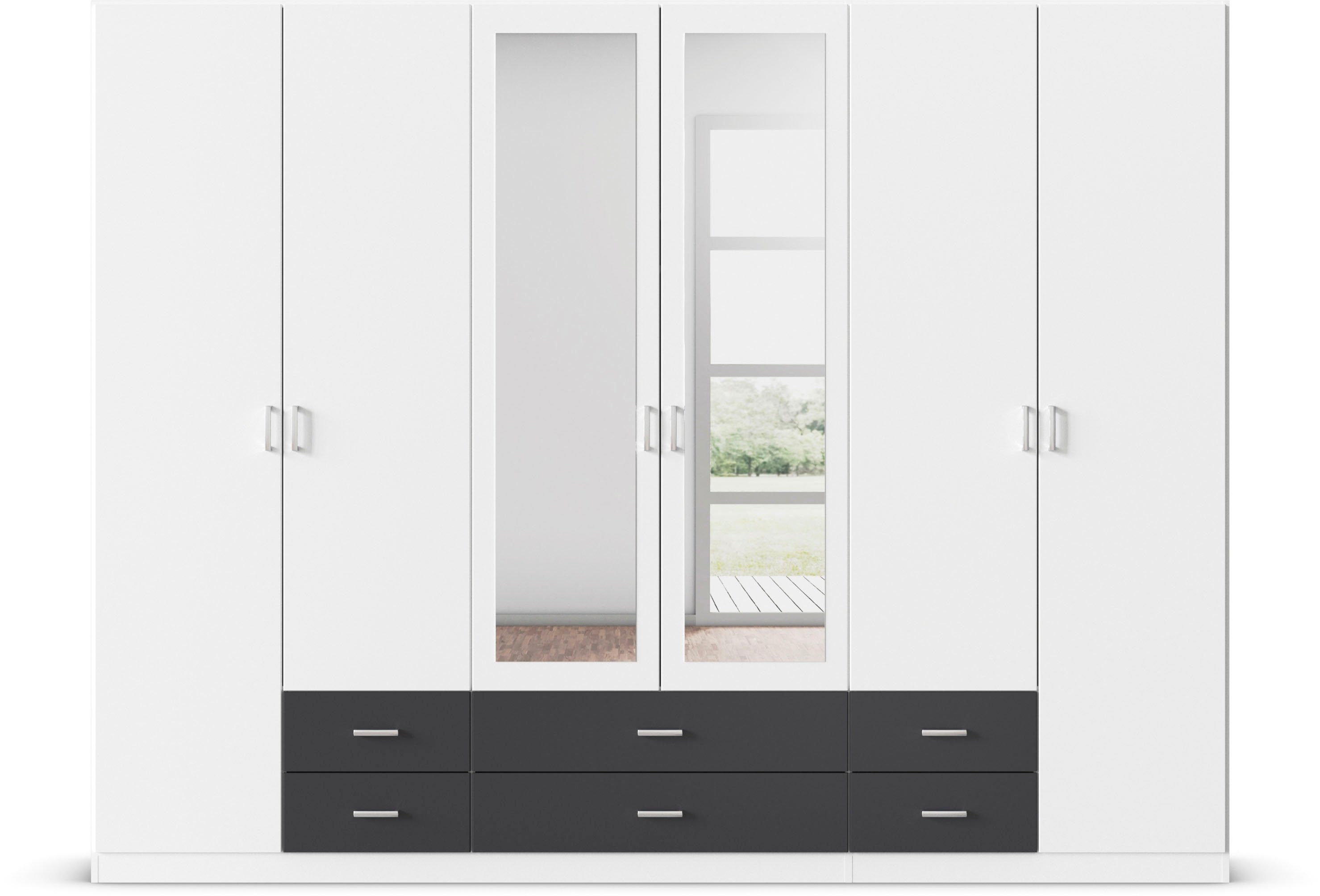 rauch Kledingkast Kast Garderobe Wasmand GAMMA in 3 Breedtes veel opbergruimte met 6 lades, met spiegel topseller made in germany