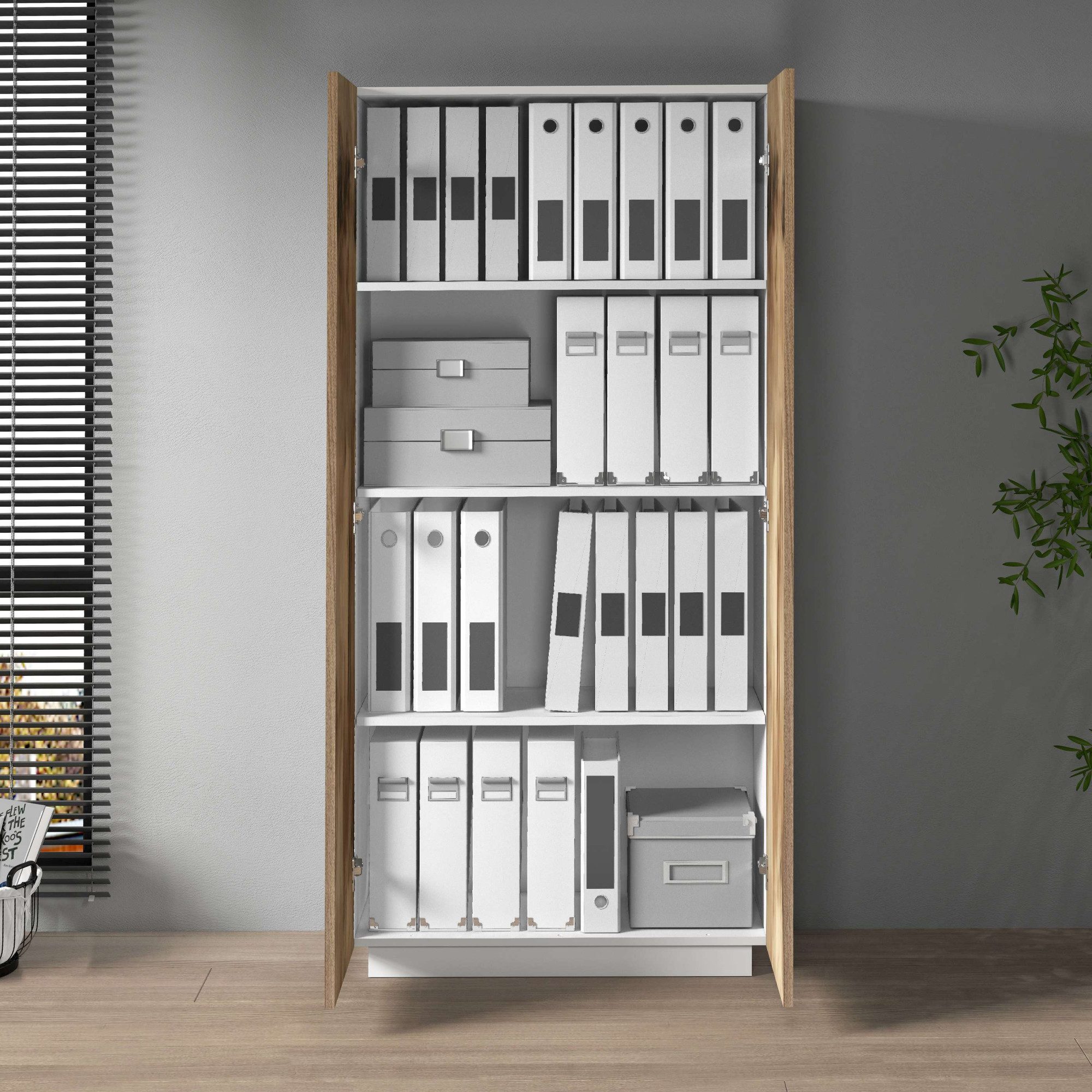 INOSIGN Archiefkast Coro, Multifunctionele kast, Bureaukast met 2 deuren & verstelbare legplanken, hoogte 86 of 166 cm, made in italy