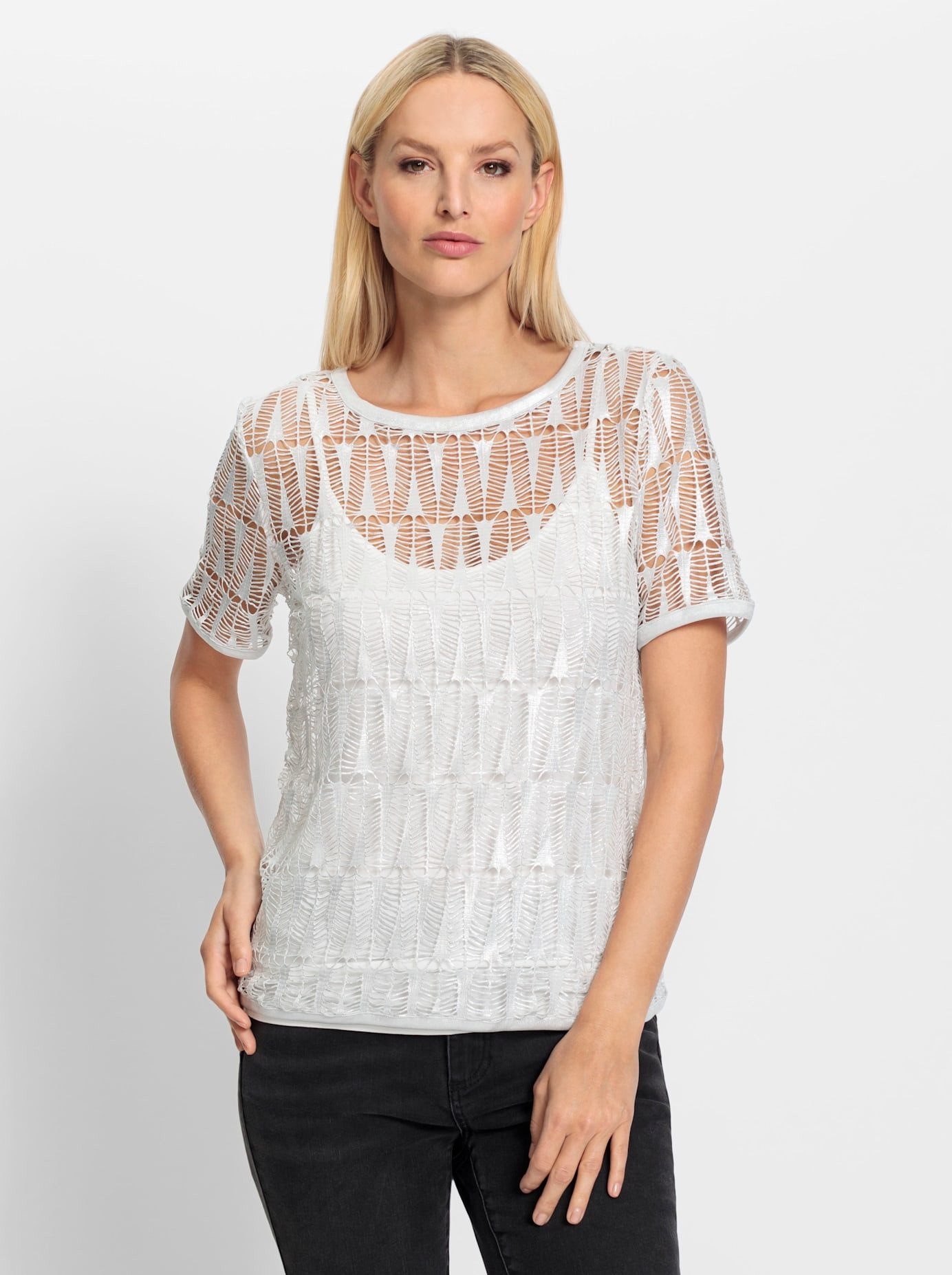 heine Shirt met korte mouwen Kanten shirt (1-delig)