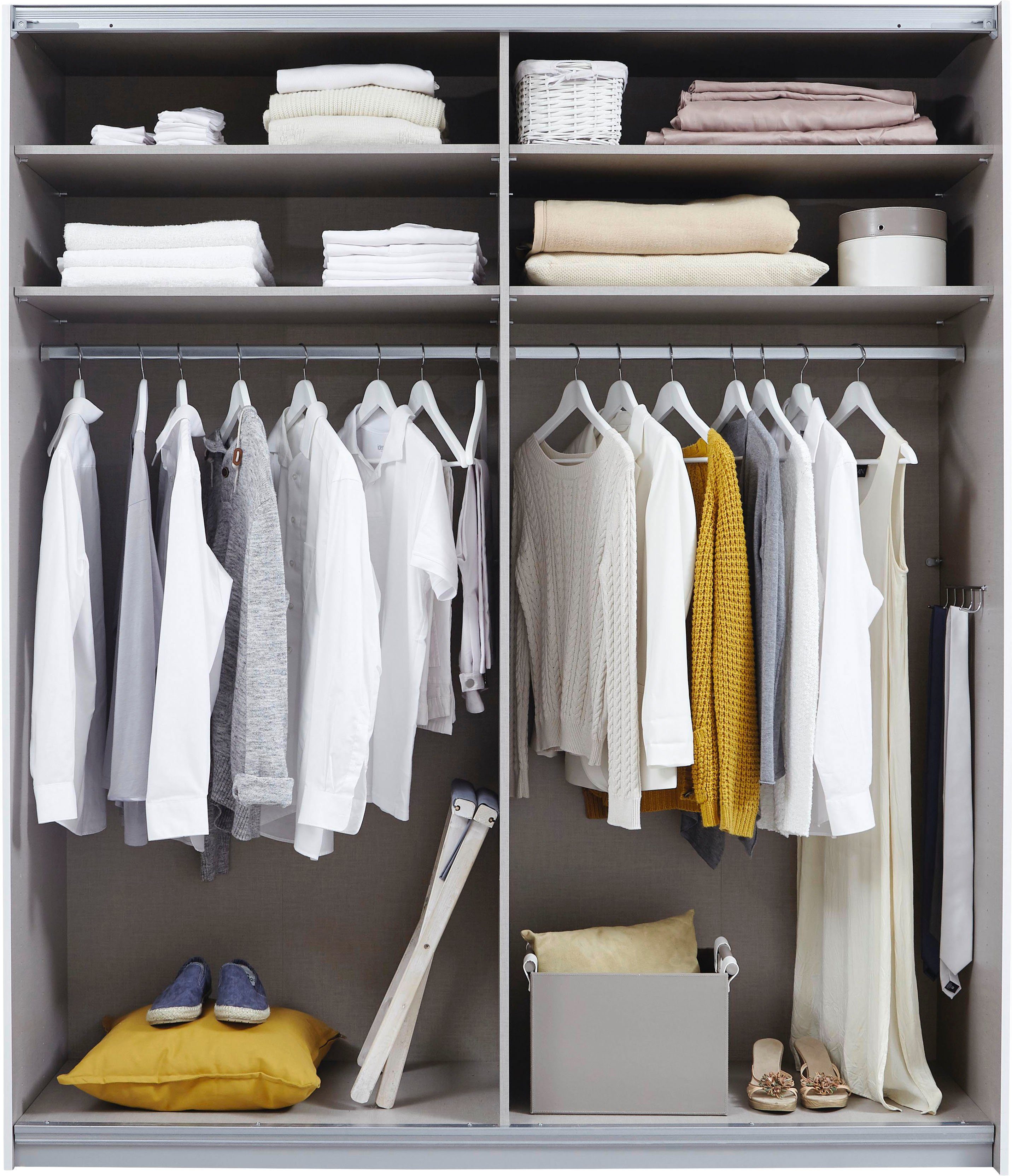 rauch Zweefdeurkast Quadra kledingkast BESTSELLER kast garderobe met mogelijkheid tot individuele frontuitvoering, lichtlopende deuren