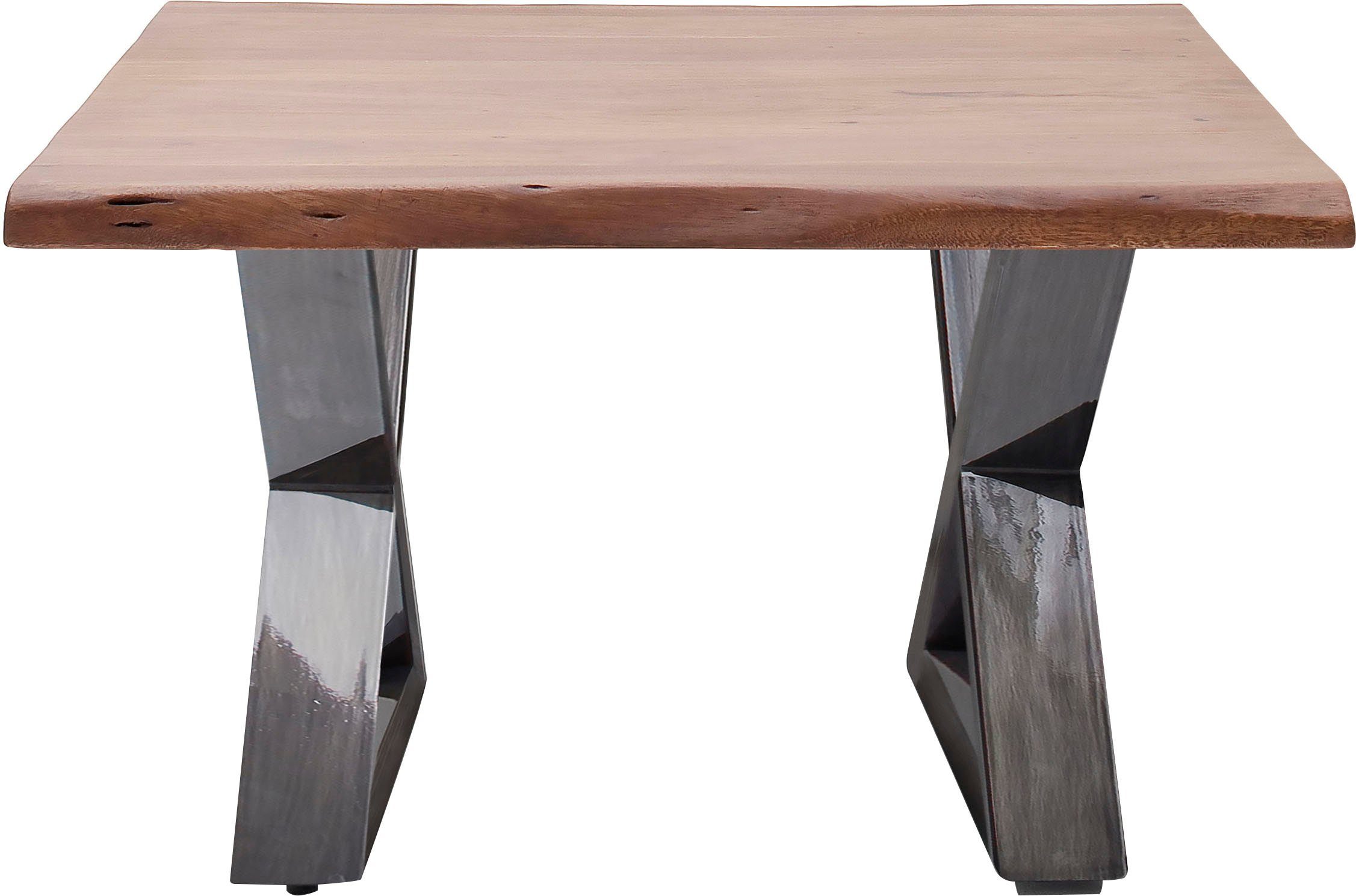 mca furniture salontafel cartagena salontafel massief hout met boomstamrand en natuurlijke kieren en gaatjes bruin