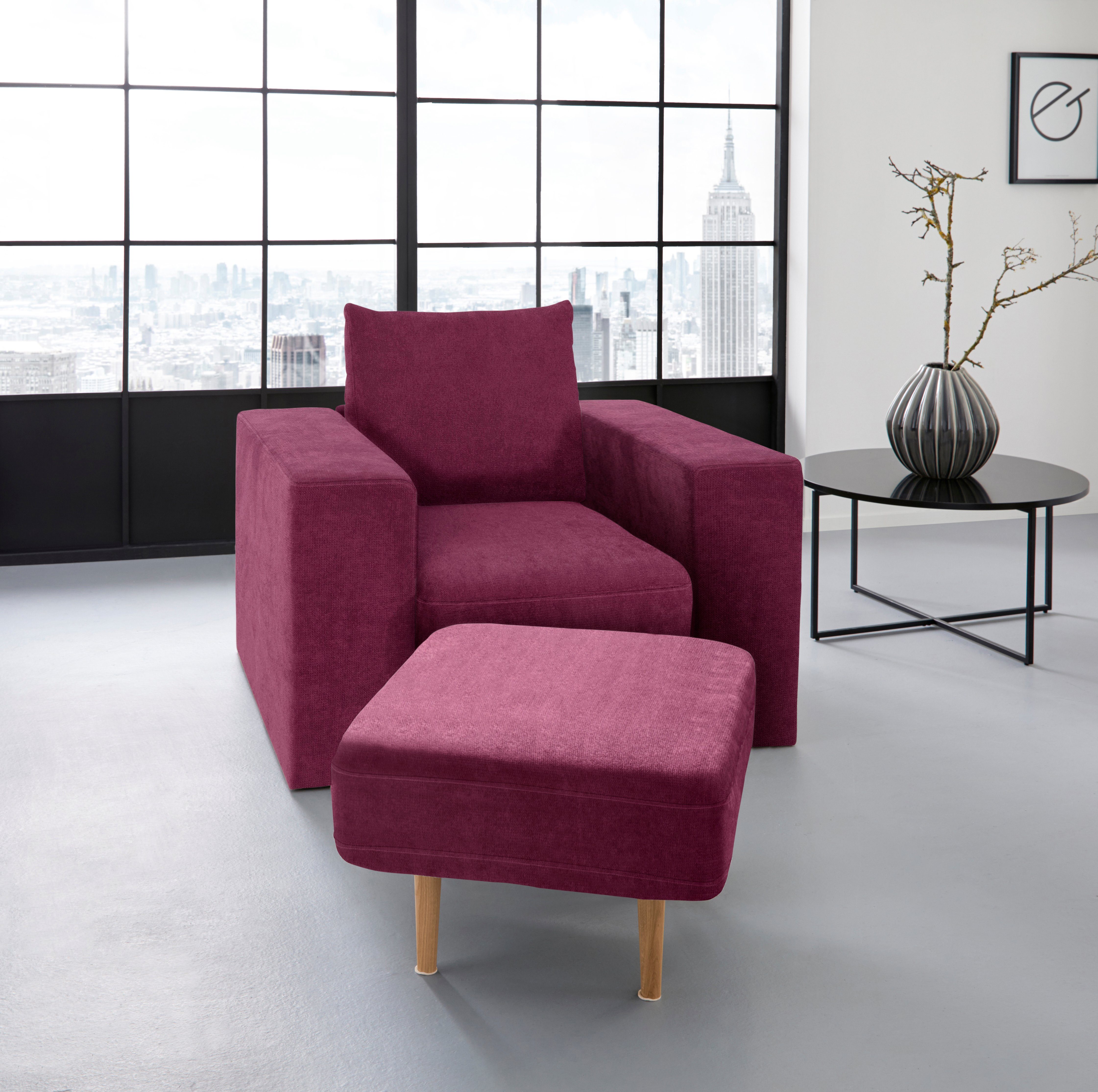 LOOKS BY WOLFGANG JOOP Fauteuil Looksv Aan te passen fauteuil: fauteuil wordt fauteuil met hocker fauteuils paars