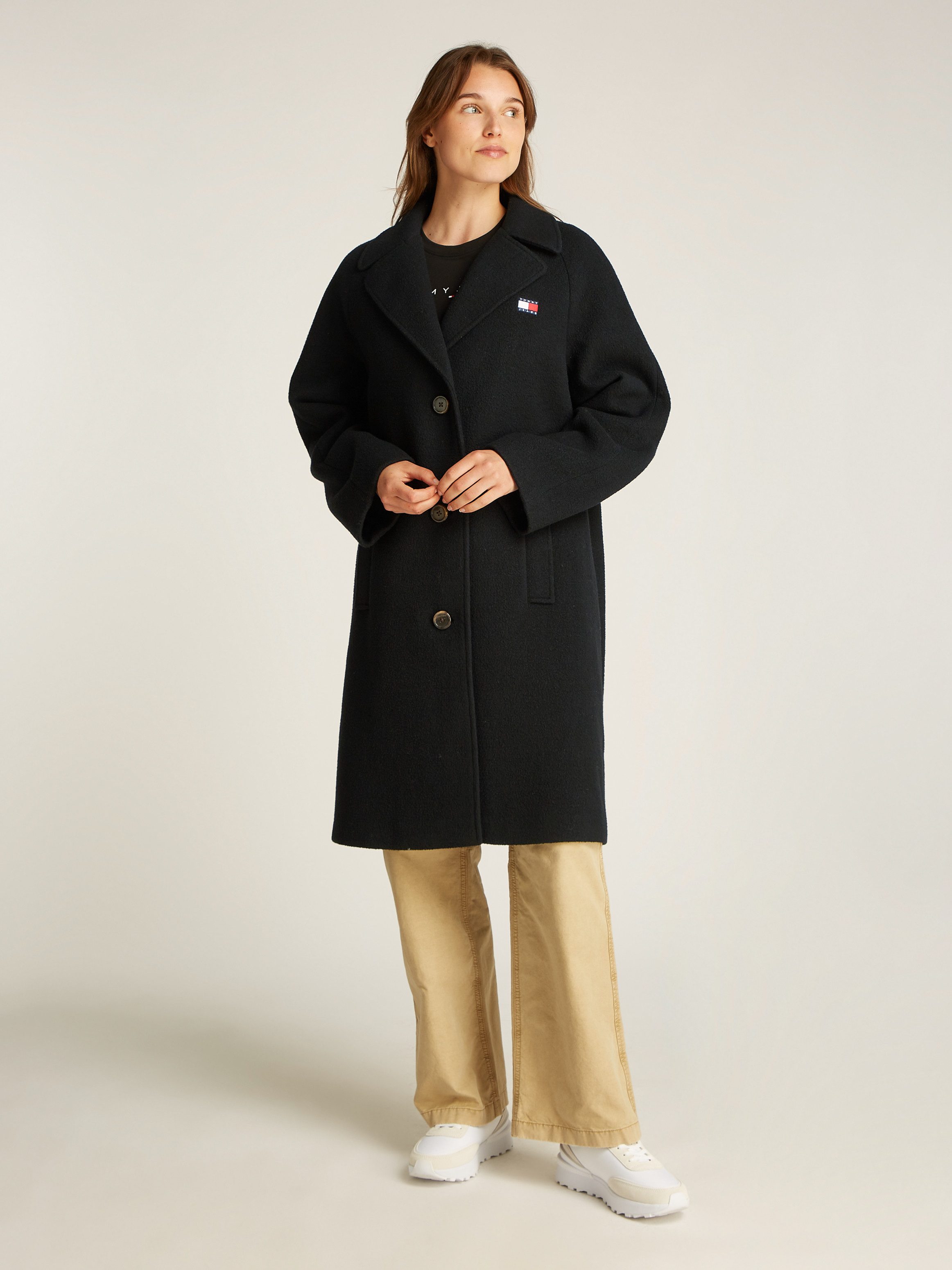 TOMMY JEANS Korte jas TJW WOOL COAT met wolaandeel