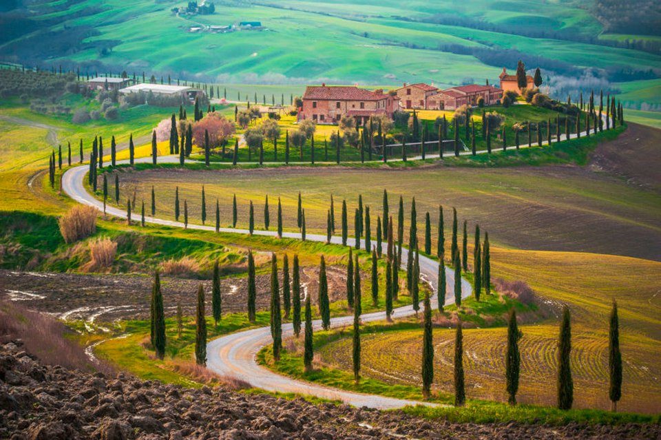 Papermoon Fotobehang Fields in Tuscany fotobehang multicolor