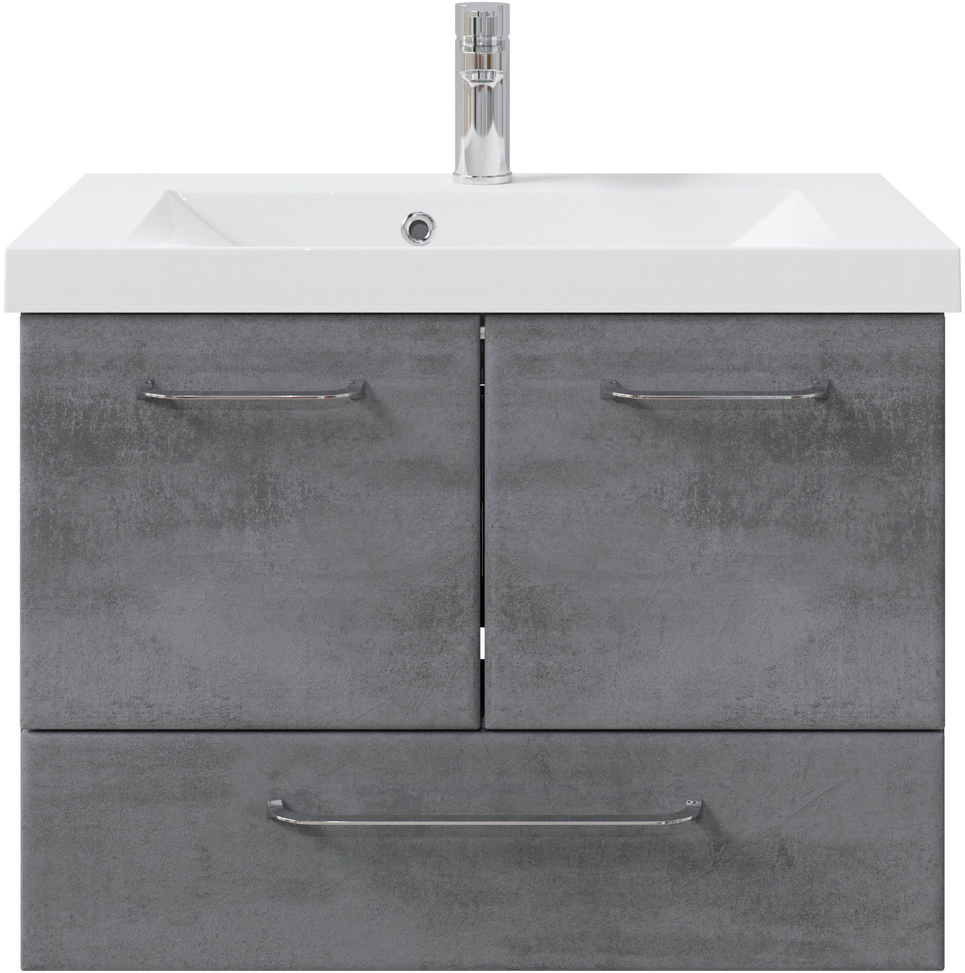 Saphir Badkamerserie Quickset 945 mineraalmarmeren wastafel met onderkast, 74 cm breed Wastafelmeubel, 2 deuren, 1 lade, inclusief deurdemper,