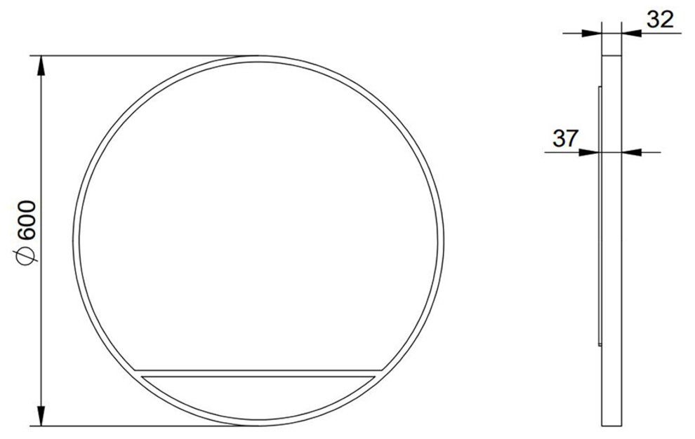 Talos Led-lichtspiegel rond, met indirecte ledverlichting in matzwart ø 60 cm