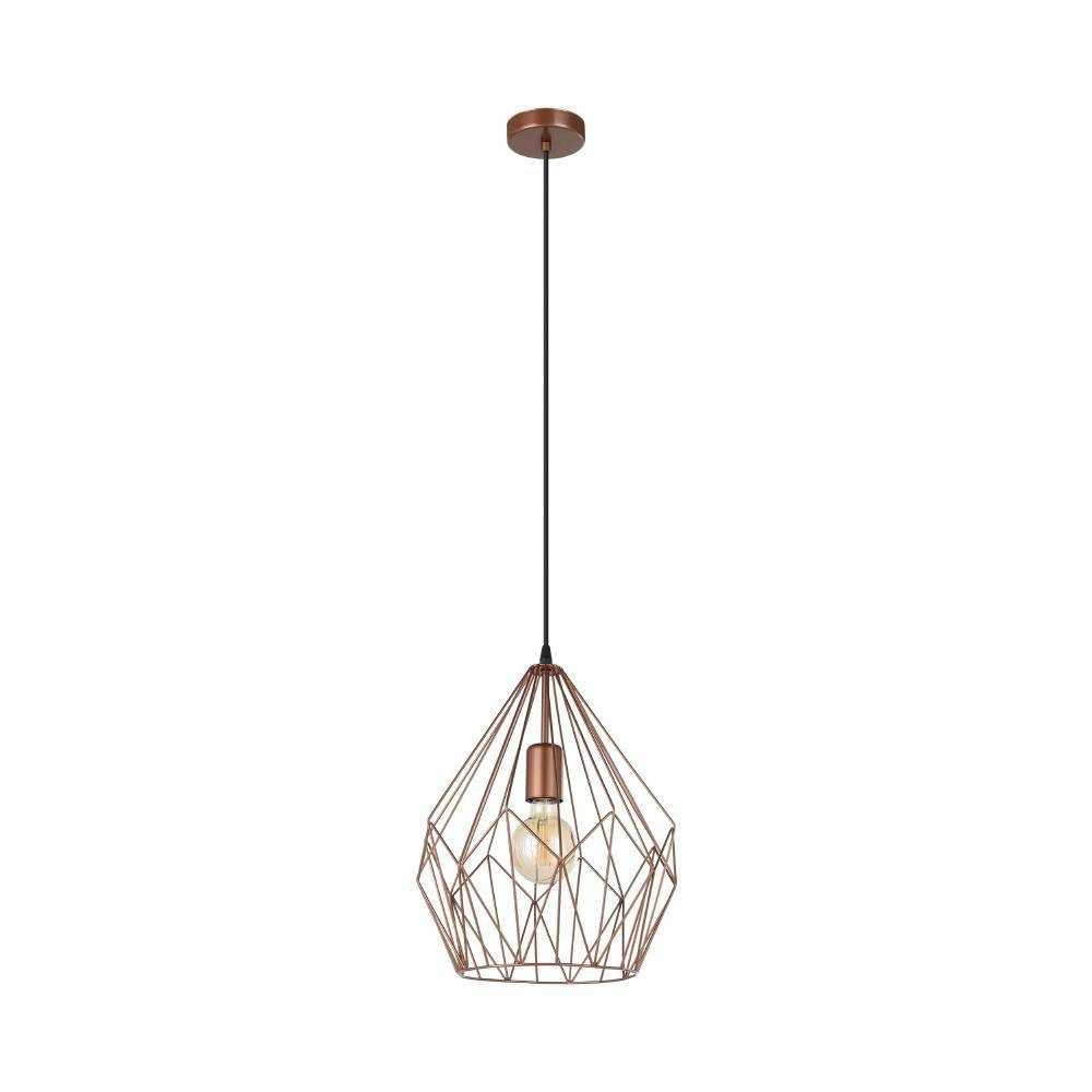 EGLO Hanglamp CARLTON hanglamp, koper, staal, excl. lichtbron, retro Vintage Hanglamp, 1 lamps, Draadgaas, Industrieel, 110x31cm