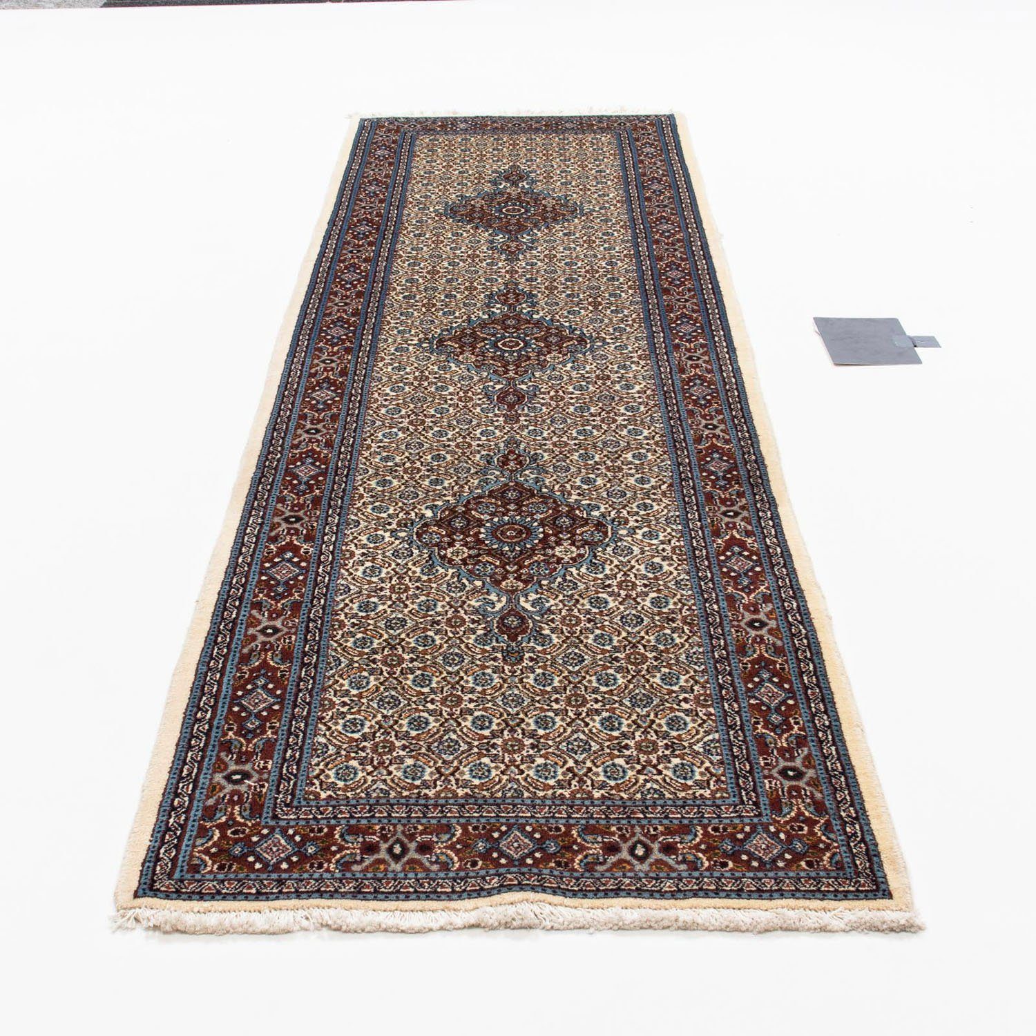 morgenland Hoogpolige loper Moud sterk gedessineerd marone 303 x 80 cm Uniek exemplaar met certificaat
