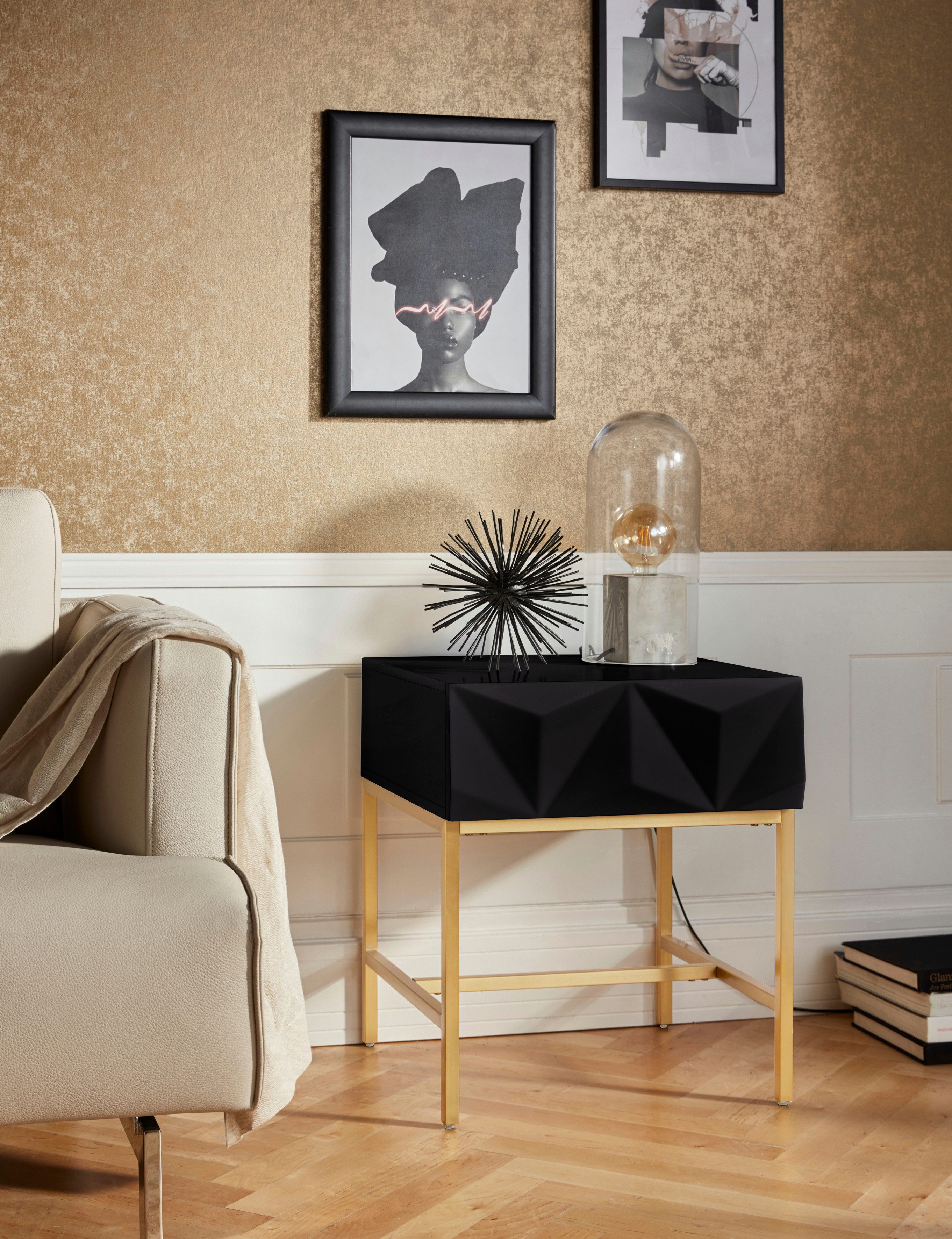 Leonique Bijzettafel Minfi, TOPSELLER!, OTTOs keuze Lade met 3D-front, ook als nachtkastje geschikt, breedte 50 cm