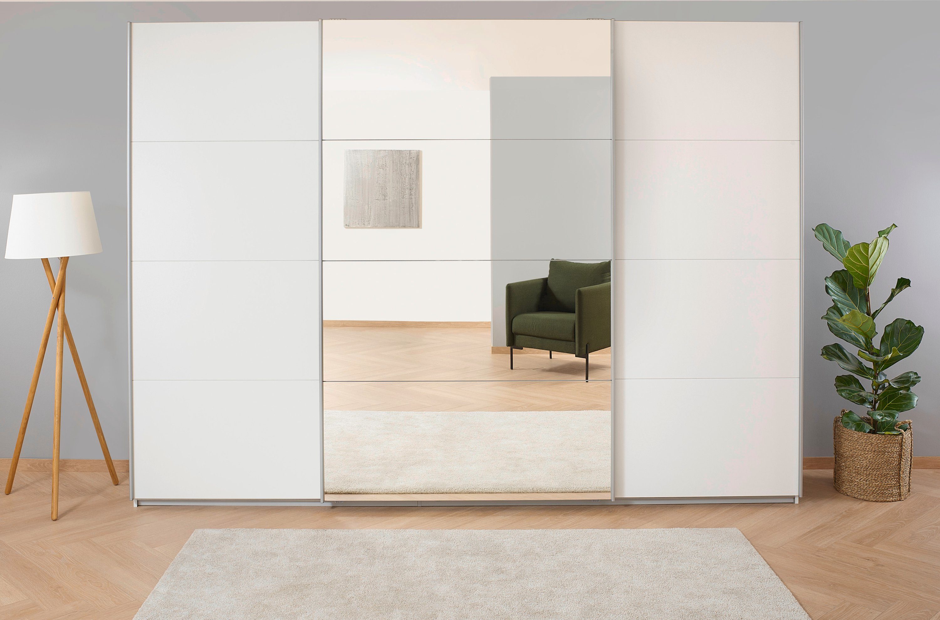rauch Zweefdeurkast Kledingkast kast garderobe BESTSELLER KOLUNA met spiegel inclusief 2 binnenladen en extra legplanken made in germany