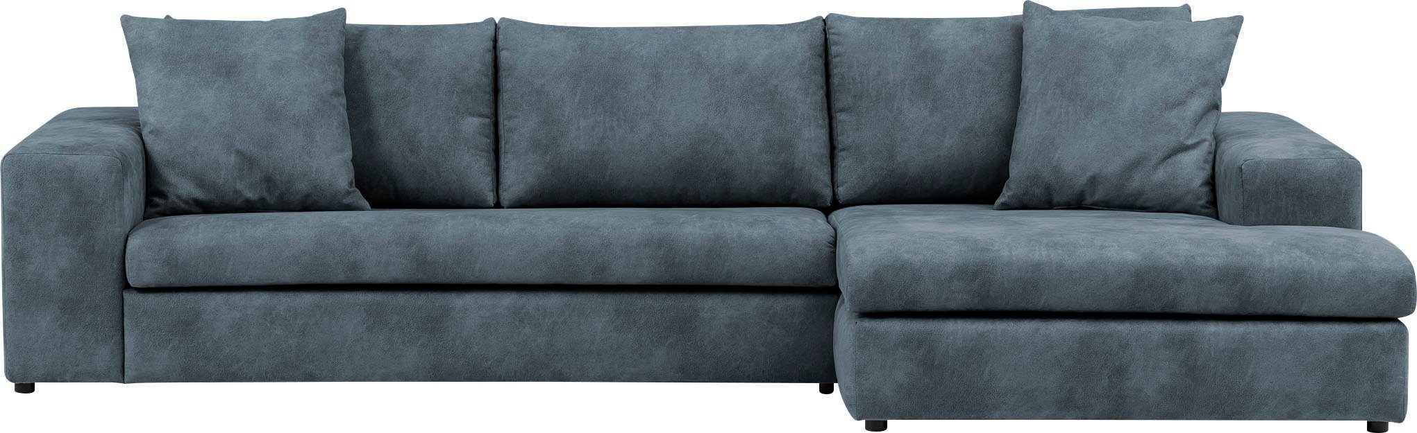 andas Hoekbank SLEETLAND XXL van fluweel of in vintage leer-look, L-model,