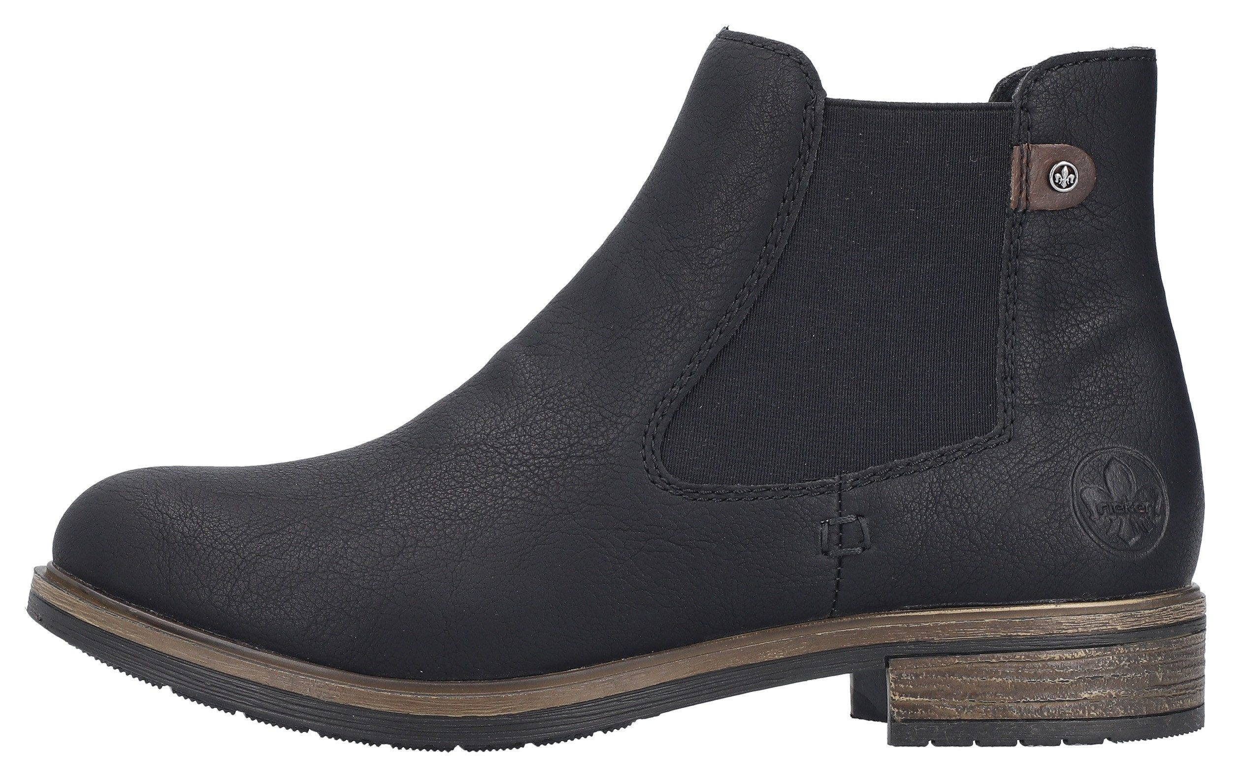 Rieker Chelsea-boots , instappers, enkellaars, blokhak, met verwarmende textielvoering