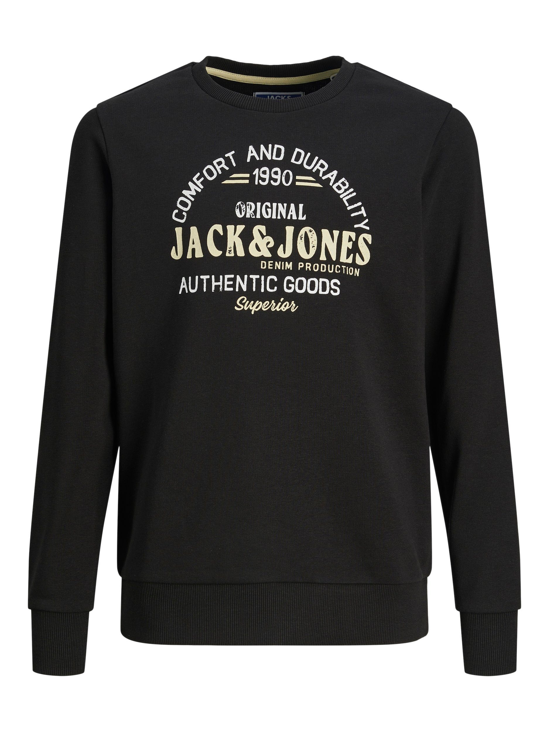 Jack & jones JUNIOR sweater JJMINDS met logo zwart Logo 128