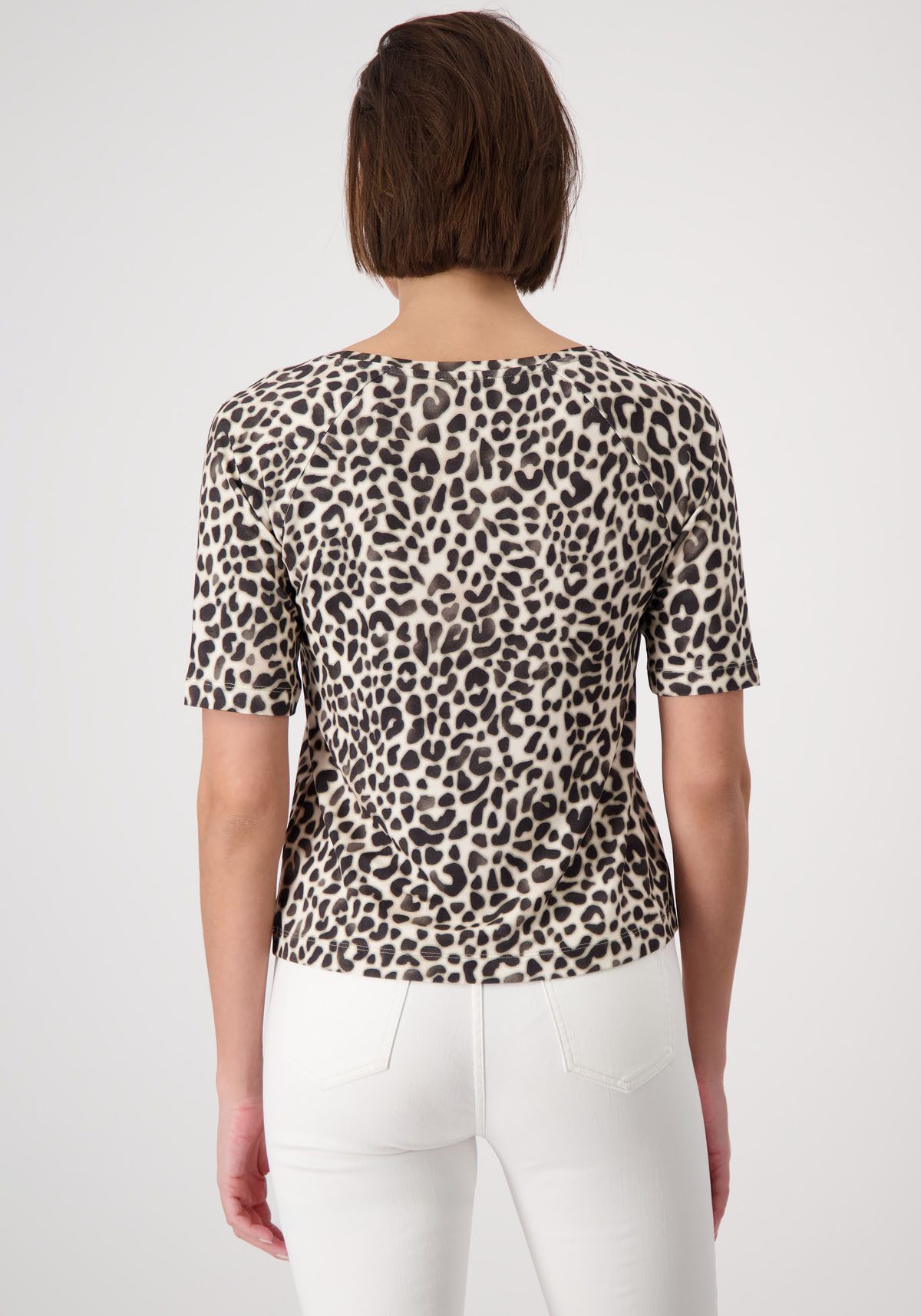 Monari Shirt met ronde hals met all-over animal-print