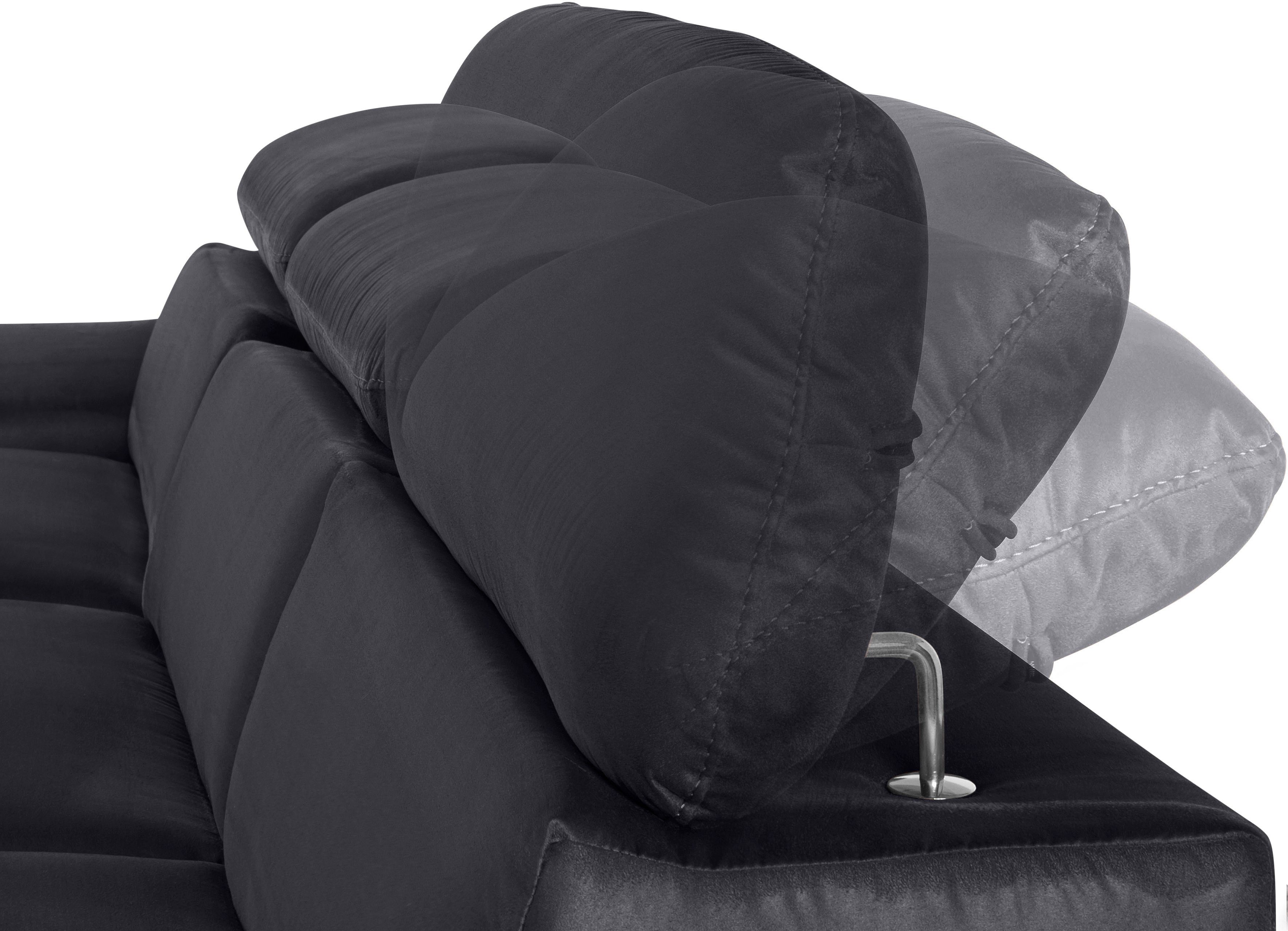COTTA Hoekbank Lola L-vorm met hoofdeinde-functie & poef keuze met bedfunctie, bedlade & armleuningverstelling (set)