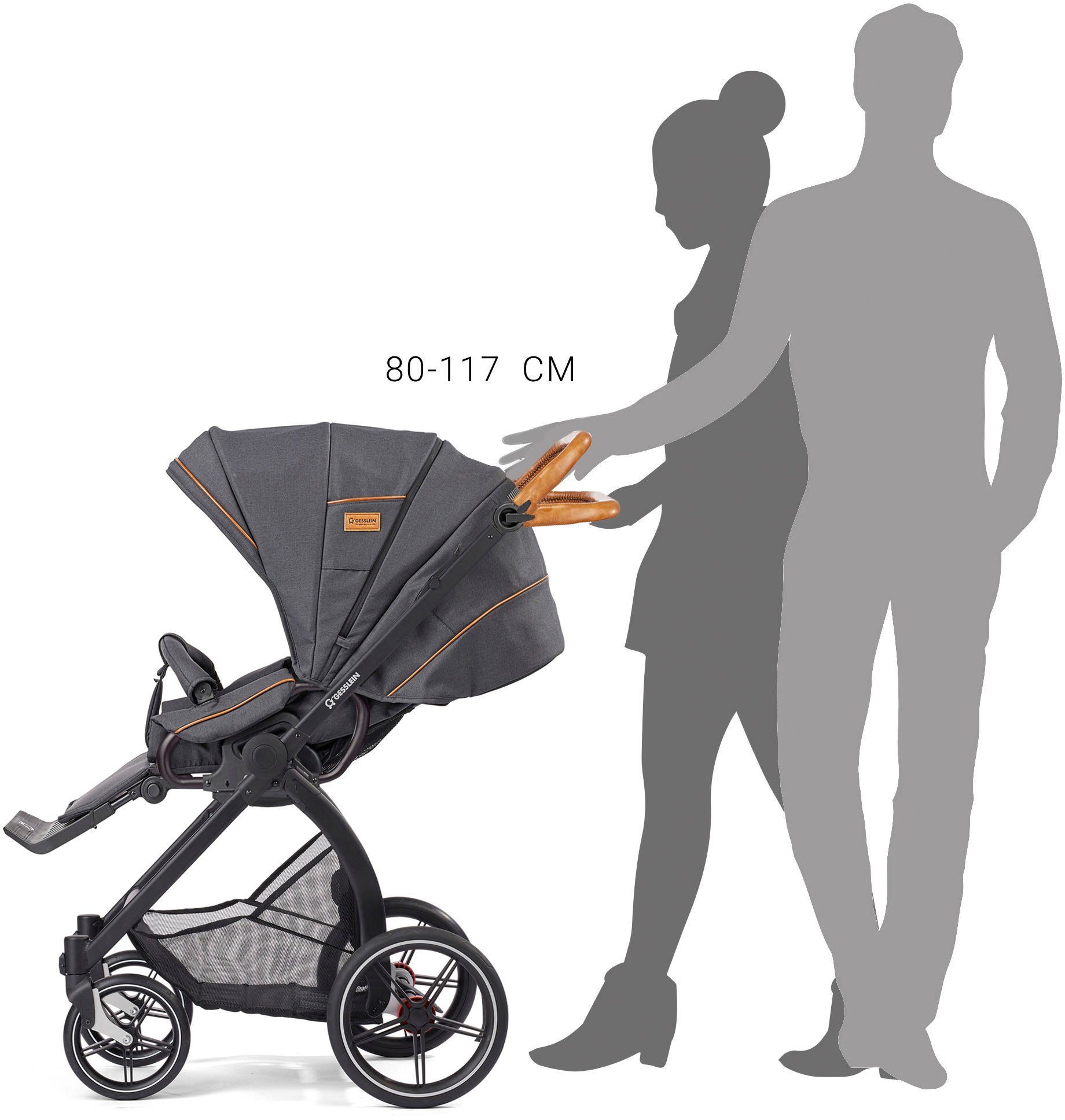 Gesslein Combi-kinderwagen FX4 Soft+ met opzetstuk Classic zwart/zwart, zwartgrijs