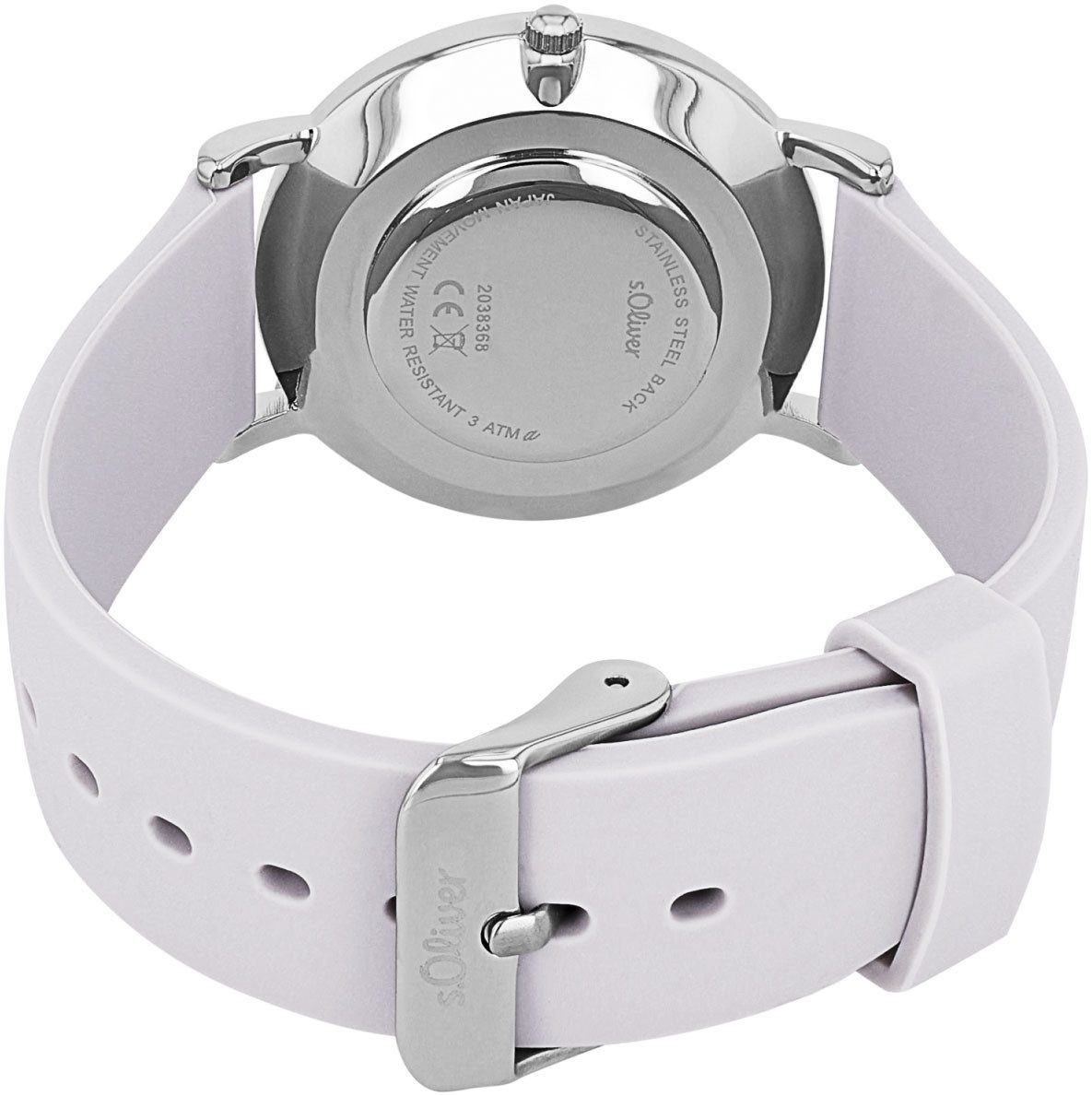 s.Oliver Kwartshorloge Polshorloge, dameshorloge, kristallen, siliconen armband, analoog
