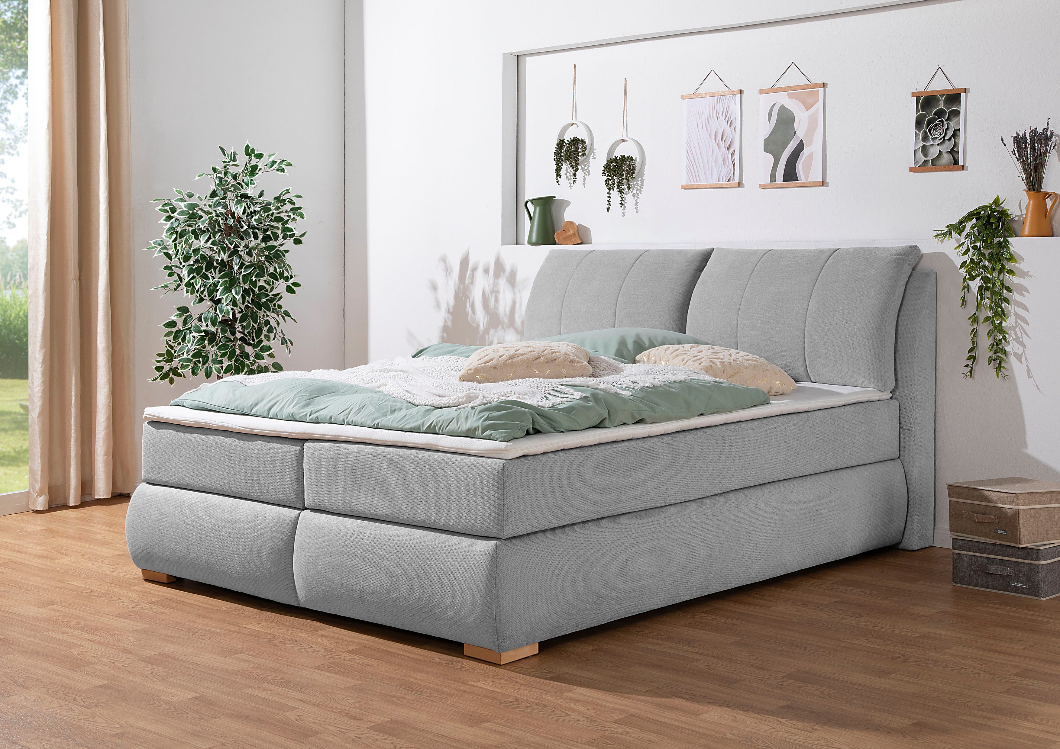 Home affaire Boxspring Breitenthal afneembare rugkussens met klittenband boxsprings grijs