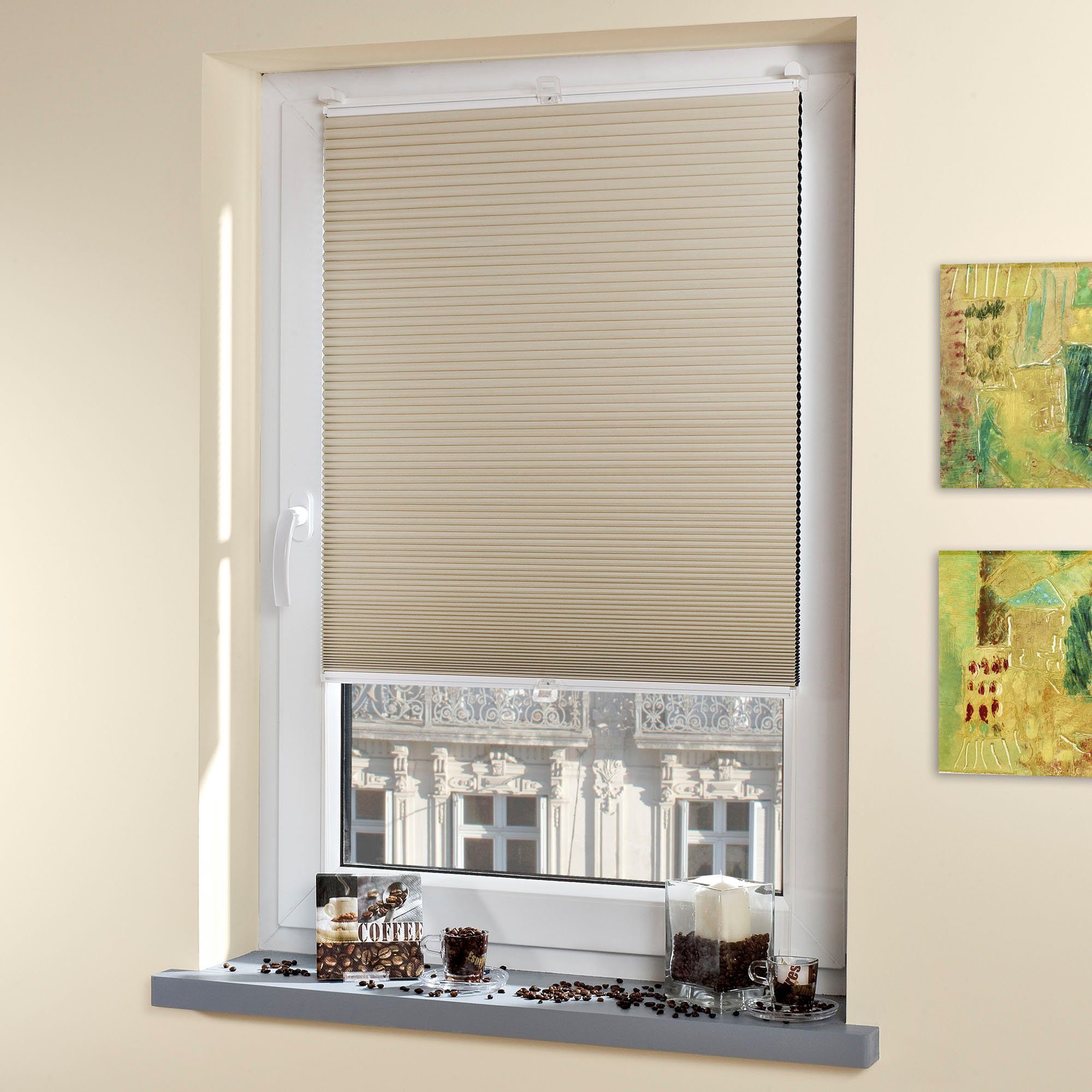 Liedeco Plissé Klemmfix-thermo-plissé (1 stuk) plisségordijnen maat H/B: 130/100 cm beige