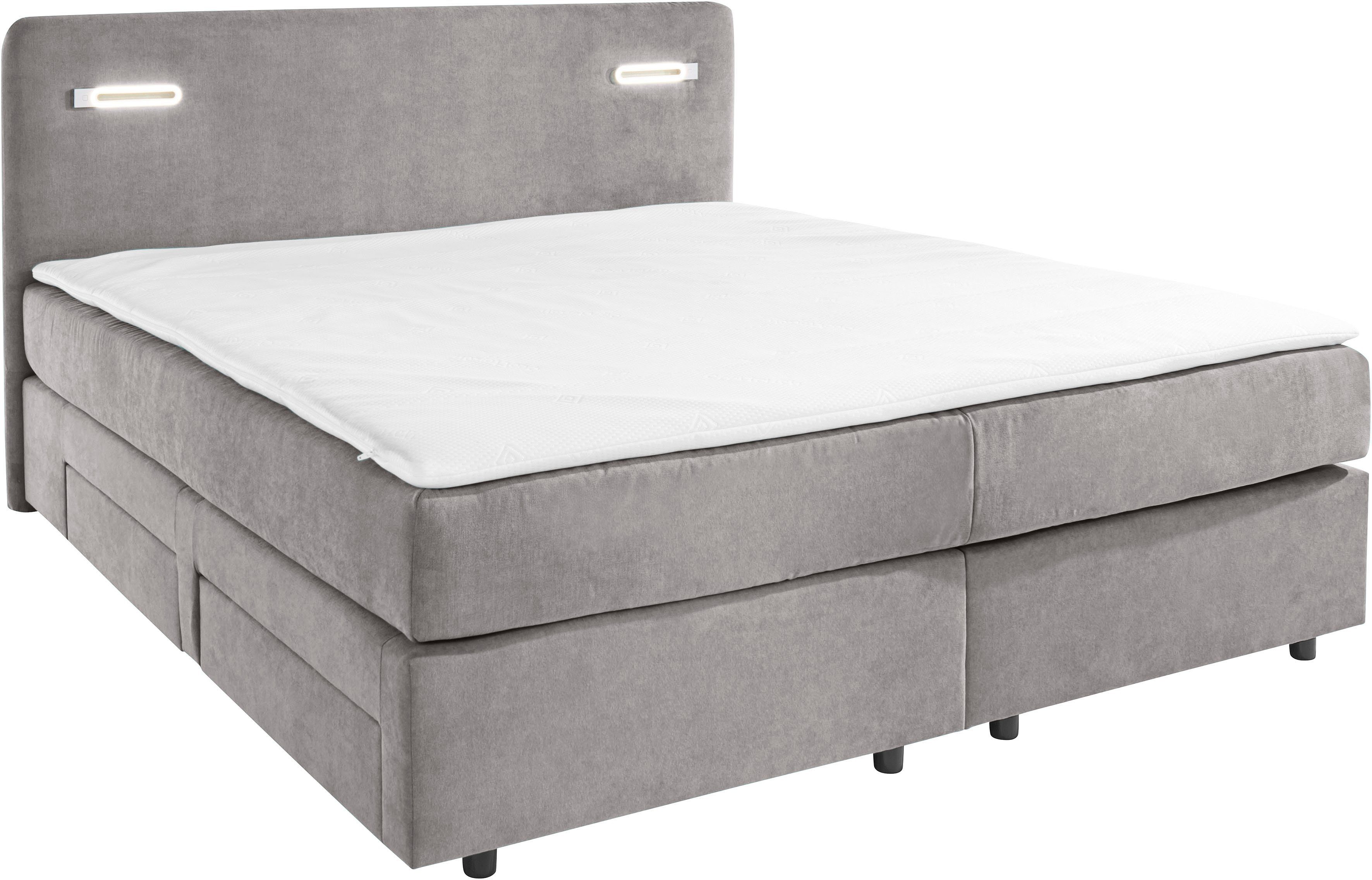 INOSIGN Boxspring Luan met laden, ledverlichting en topmatras, in breedte 120 cm en 180 cm te bestellen, in verschillende hardheden te kiezen.