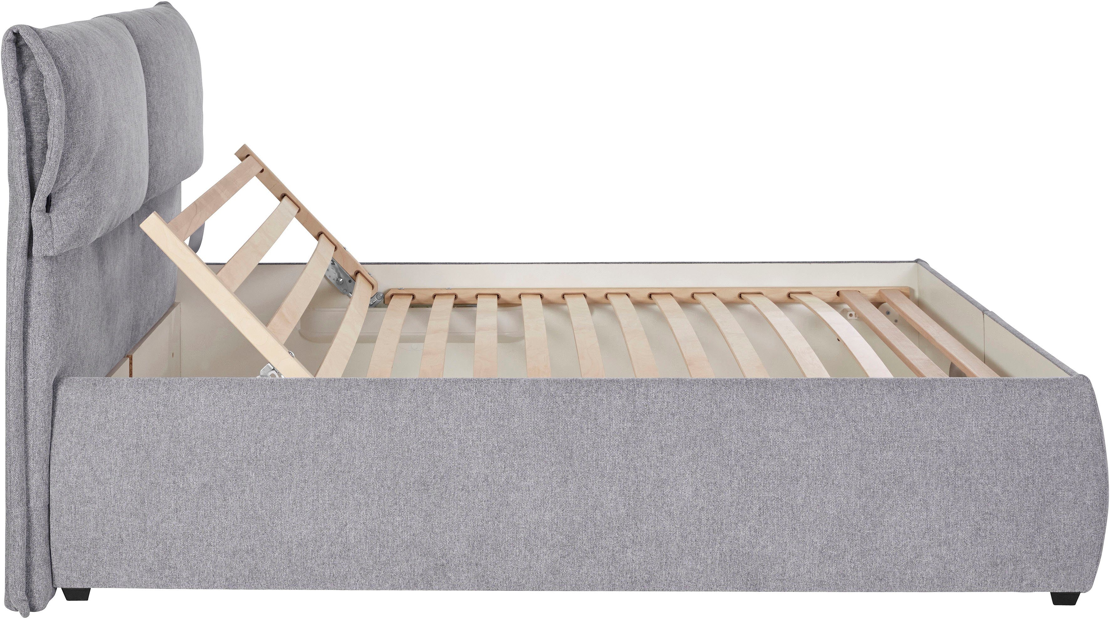 andas Gestoffeerd bed Jenson als bedframe of met 3 matrassoorten en hardheden