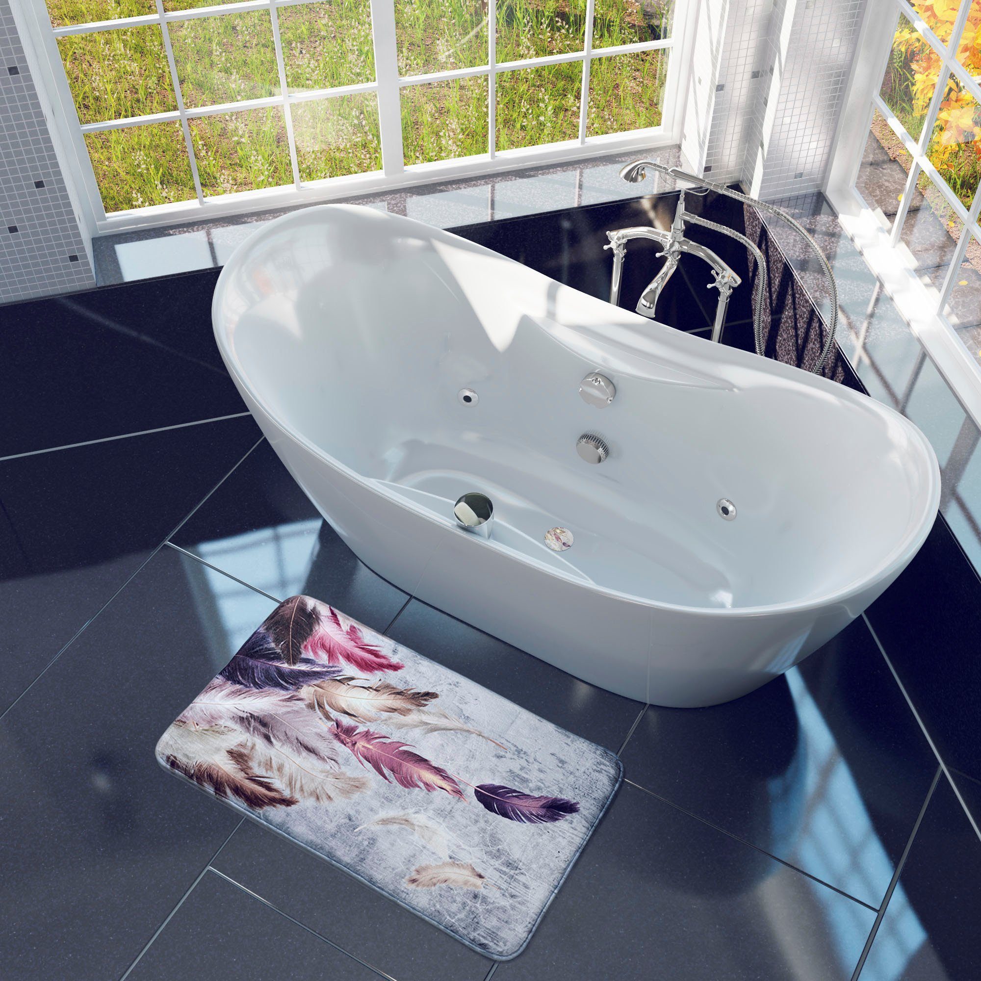 Sanilo Foam-badmat Veren superzacht, volle kleuren, antislip, wasbaar, 50 x 80 cm (1 stuk)