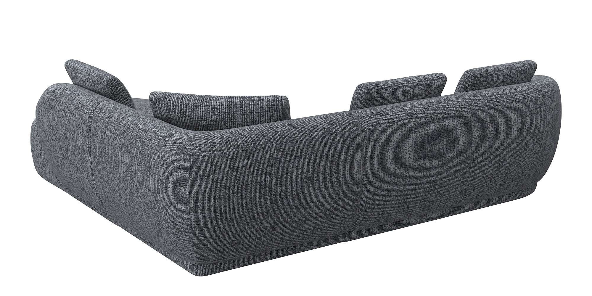 FLEXLUX Hoekbank Torino, rond, L-vorm, bankhoek met ottomane Modern, organisch bankontwerp, koudschuim, golfvering