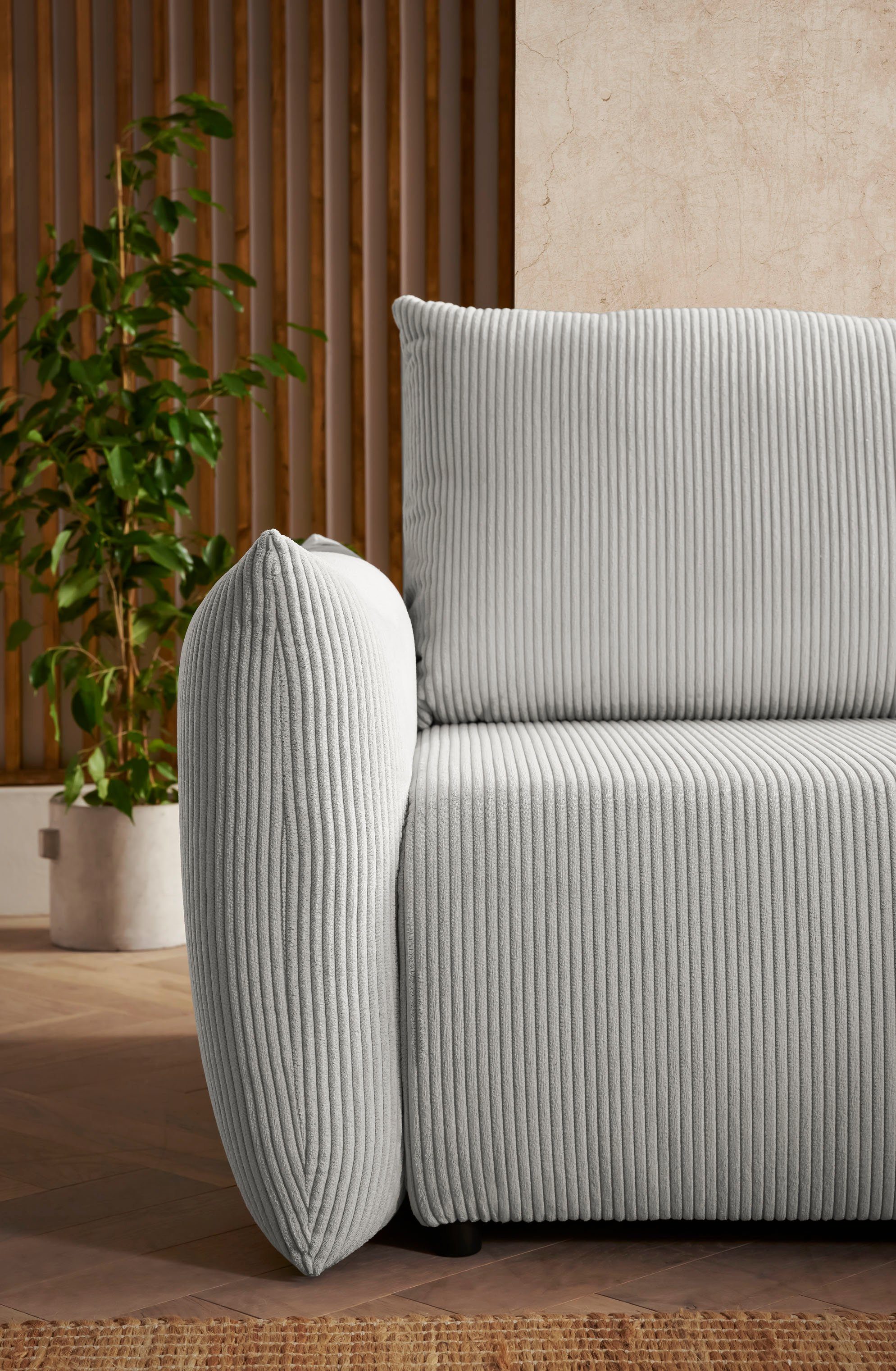INOSIGN Hoekbank MAVAS bedbank met bedkist, L-model, ca. 257/127 cm (ligoppervlak 212/145 cm), ribfluweel, chenille, structuur