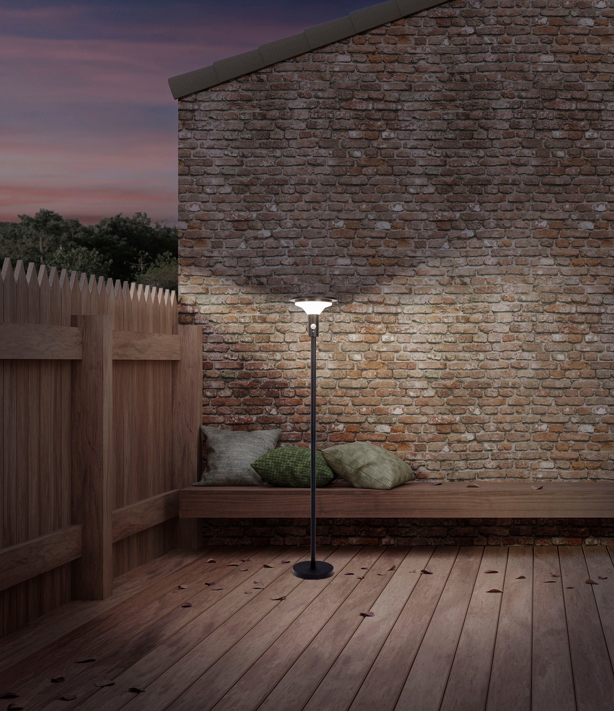 näve Ledsolarlamp Nora incl. bewegingsmelder, trapsgewijs dimbaar, h: 139 cm, warmwit (1 stuk)