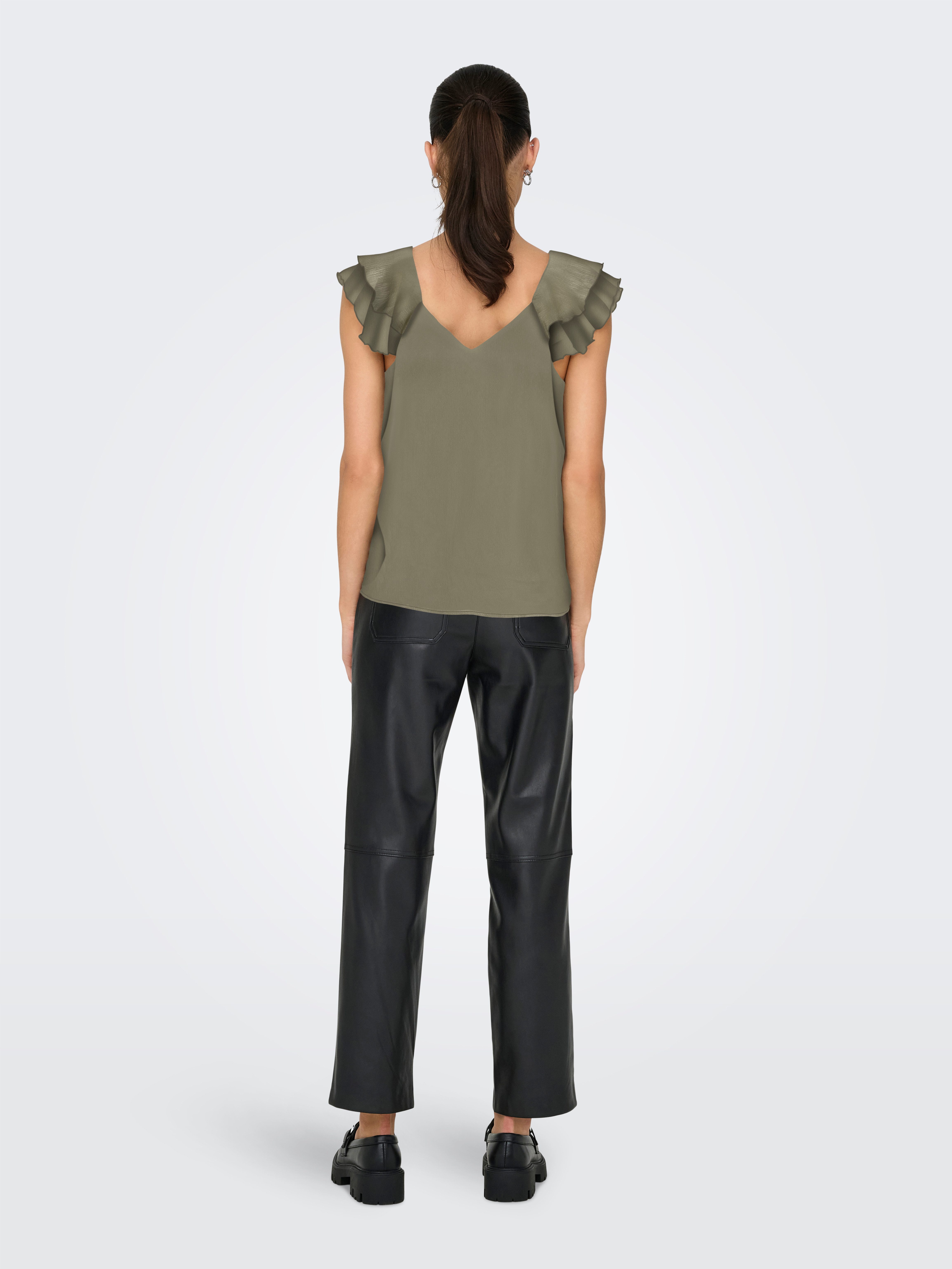 Only Shirt ONLASTA LIFE CAPSLEEVE V-NECK TOP PTM