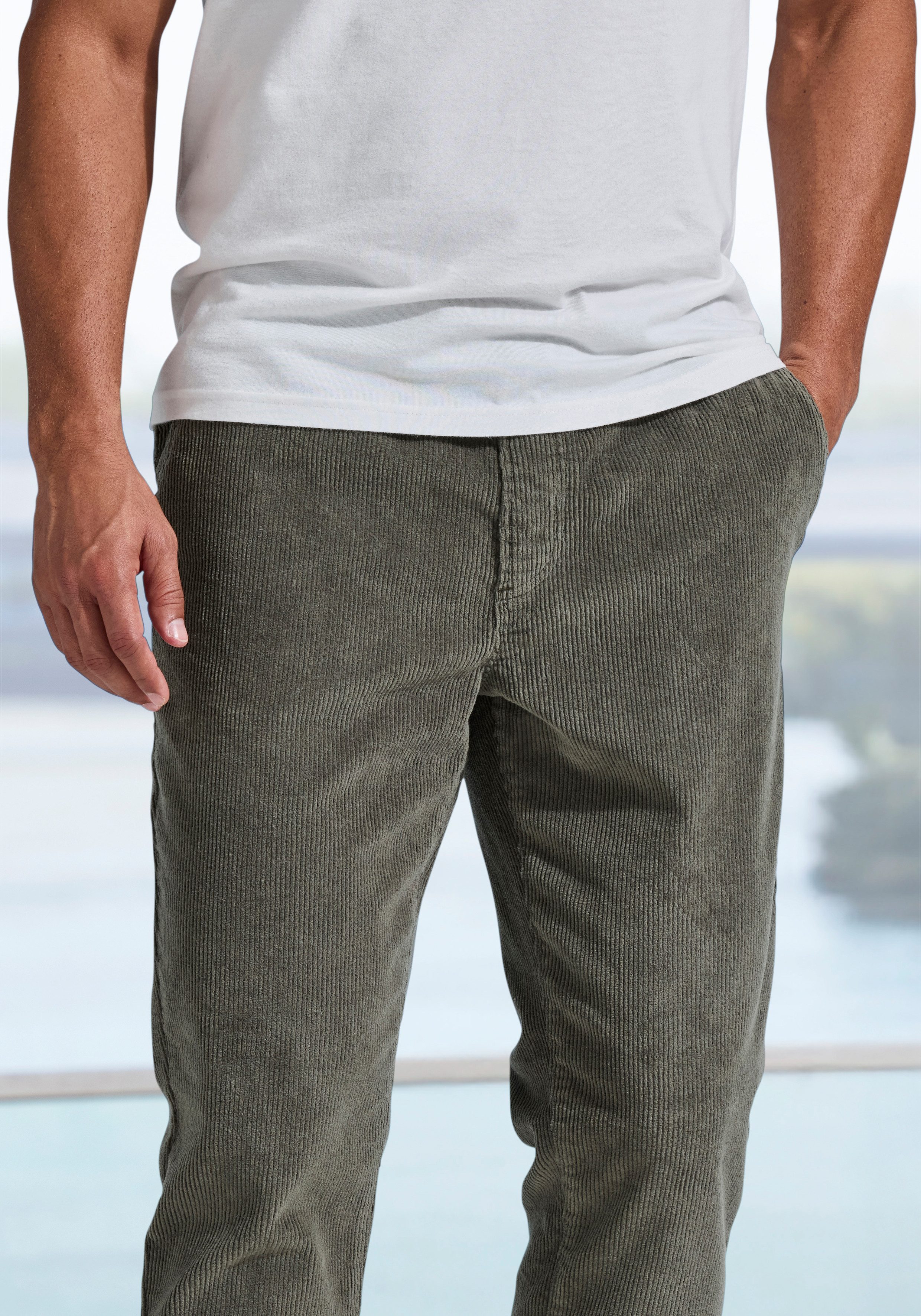 John Devin Joggingbroek - elastische corduroy broek in Jogg Pants stijl