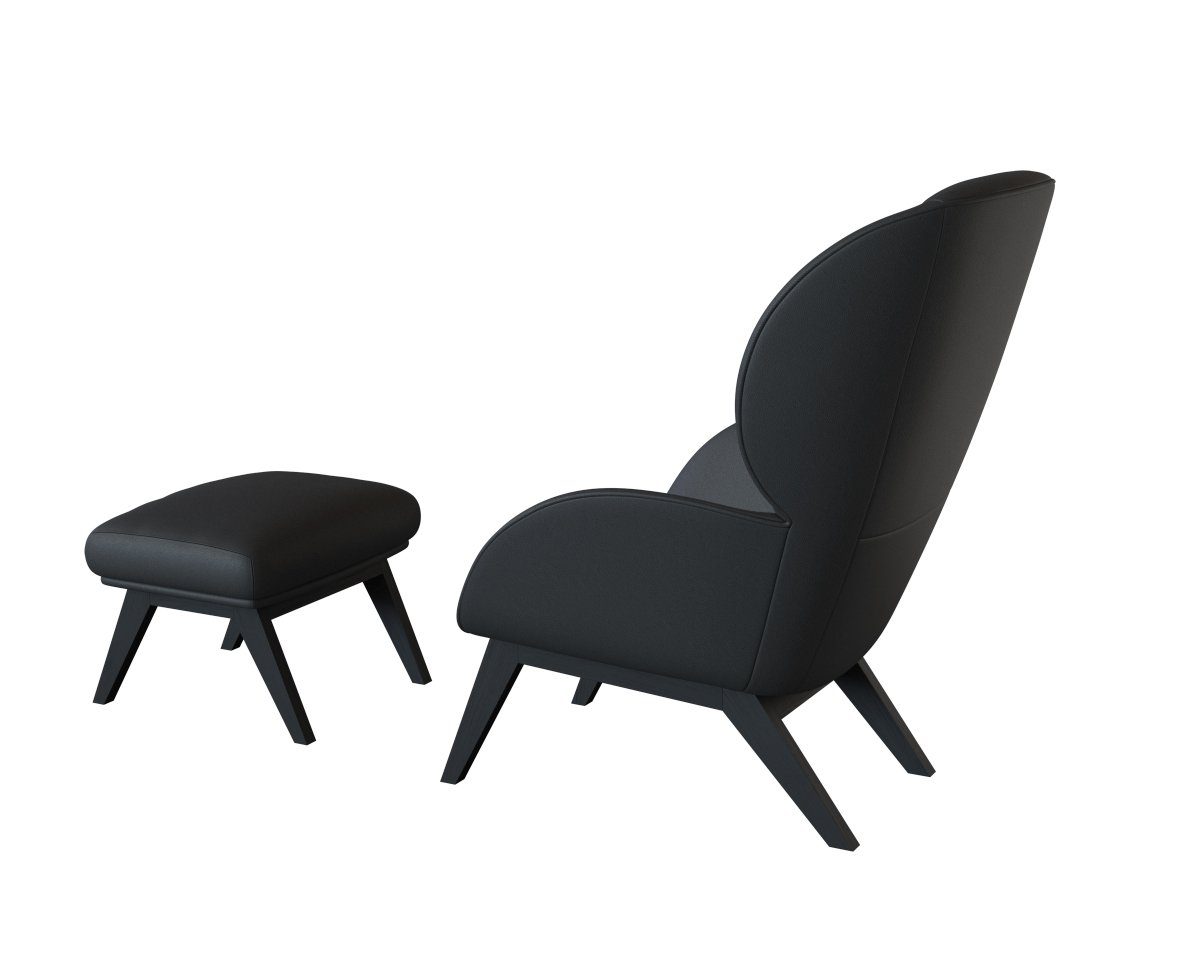 FLEXLUX Oorfauteuil Adria designstoel, loungestoel, Stijl & comfort, organische vorm, zwarte houten voet