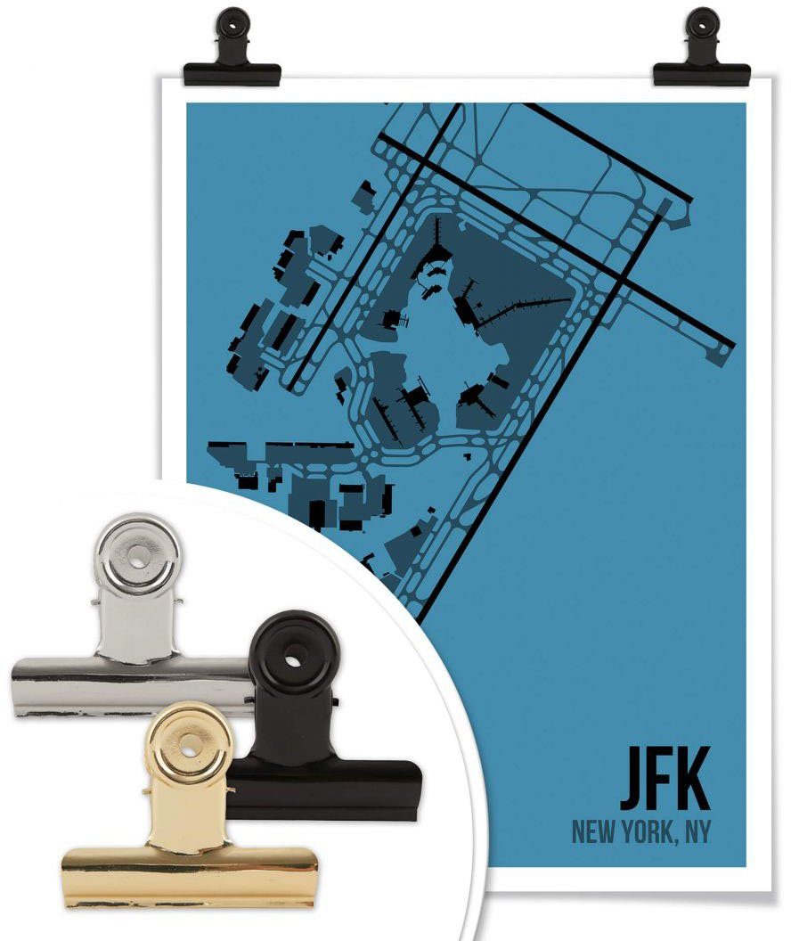 Wall-Art Poster Artprint JFK plattegrond New York (1 stuk)