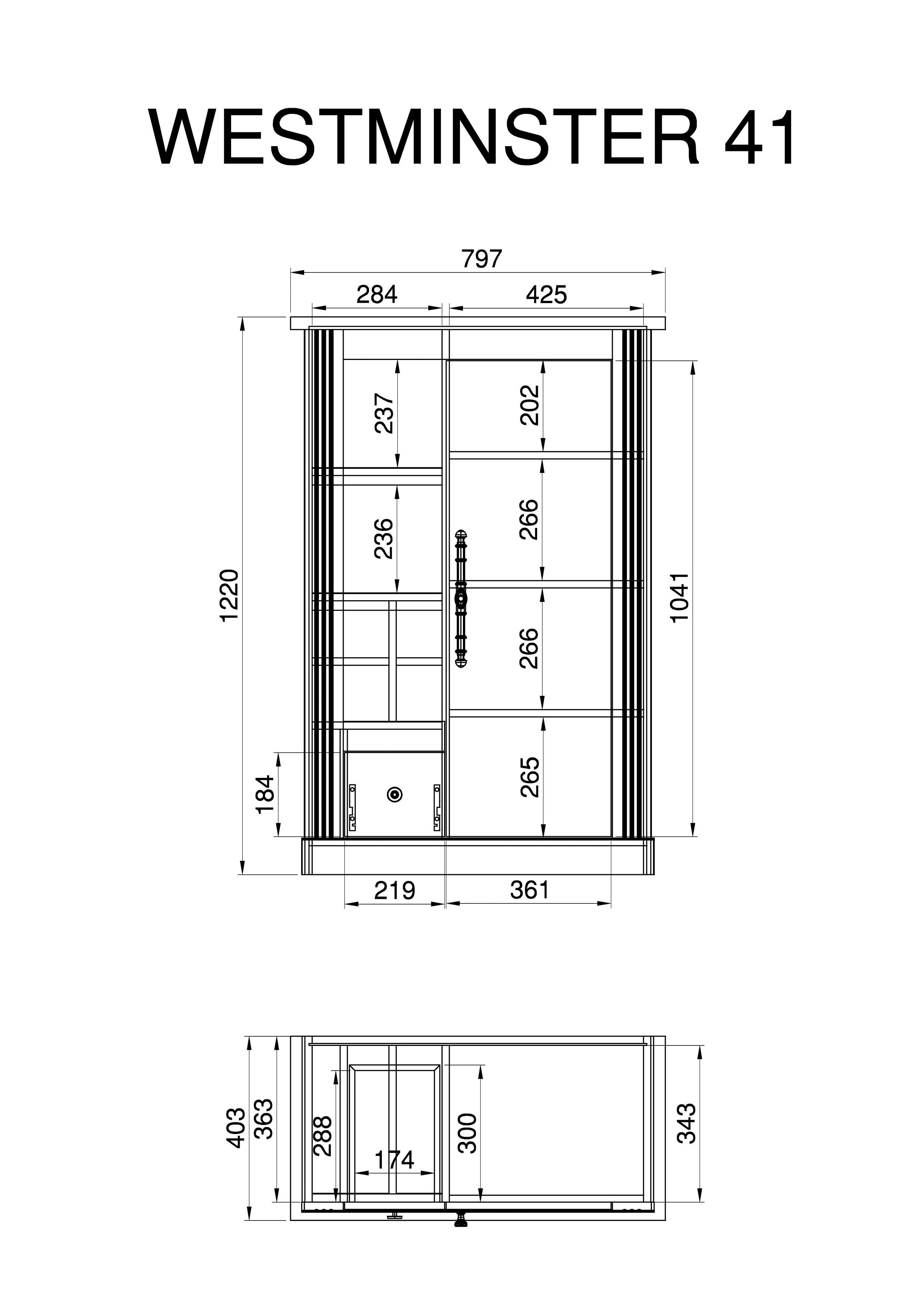Home affaire Wandmeubel Westminster in romantische landelijke stijl (set, 3-delig)