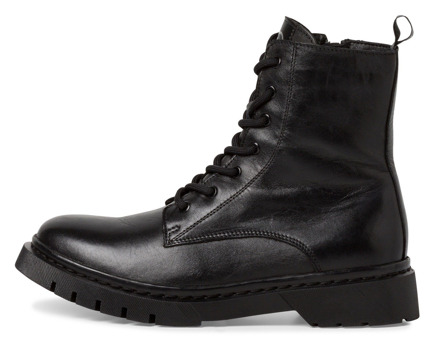 Tamaris Veterschoenen lace-up ankle boots, chunky boots with logoprinted pull tab