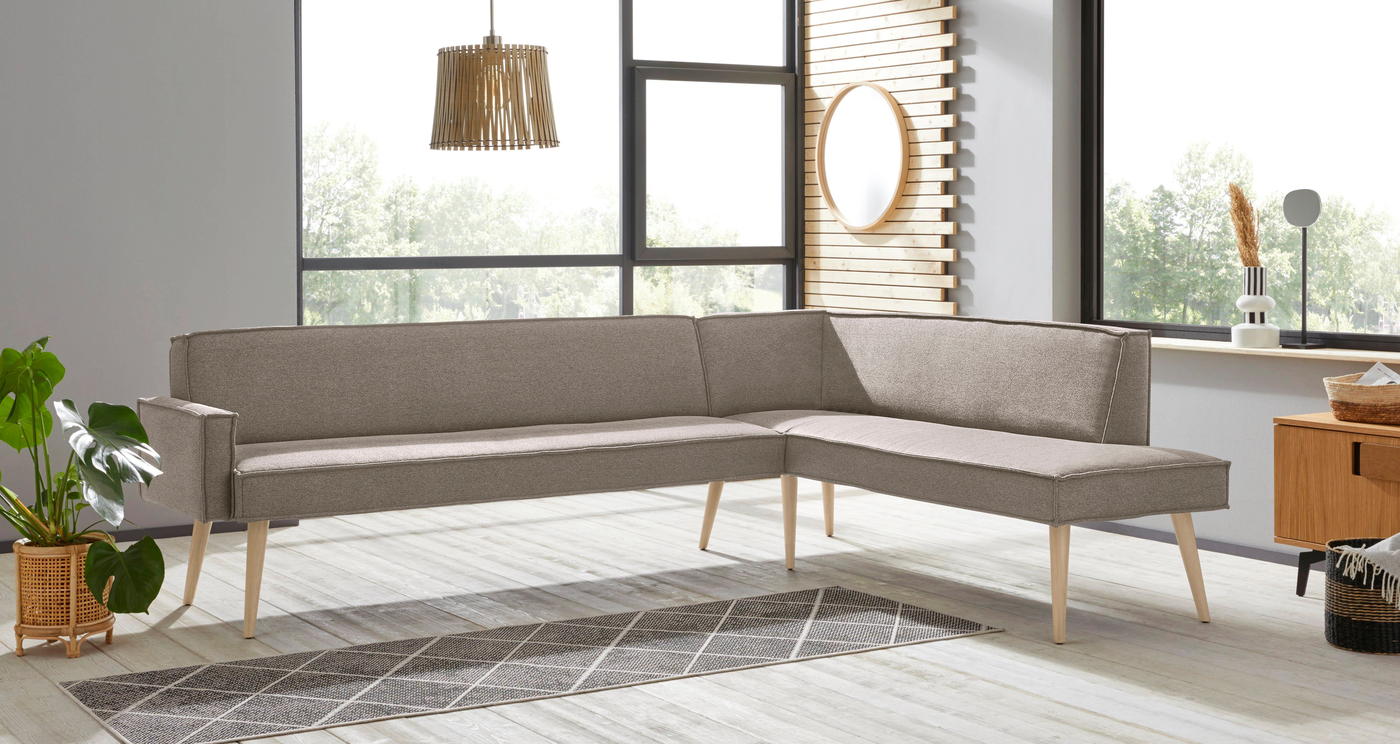 exxpo - sofa fashion Hoekbank Lungo, moderne paspelnaad, comfortabel en elegant, hoge houten voet