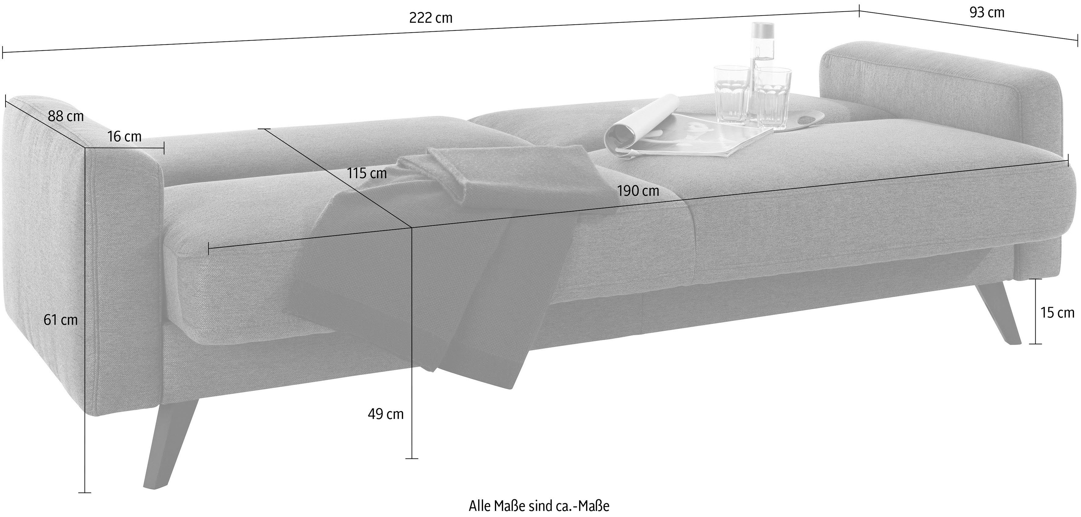 exxpo - sofa fashion 3-zitsbank Samso, elegant en comfortabel, geweldig zitcomfort, slaapbank Kipbank, inclusief bedfunctie en bedlade, comfortabele zithoogte 49 cm