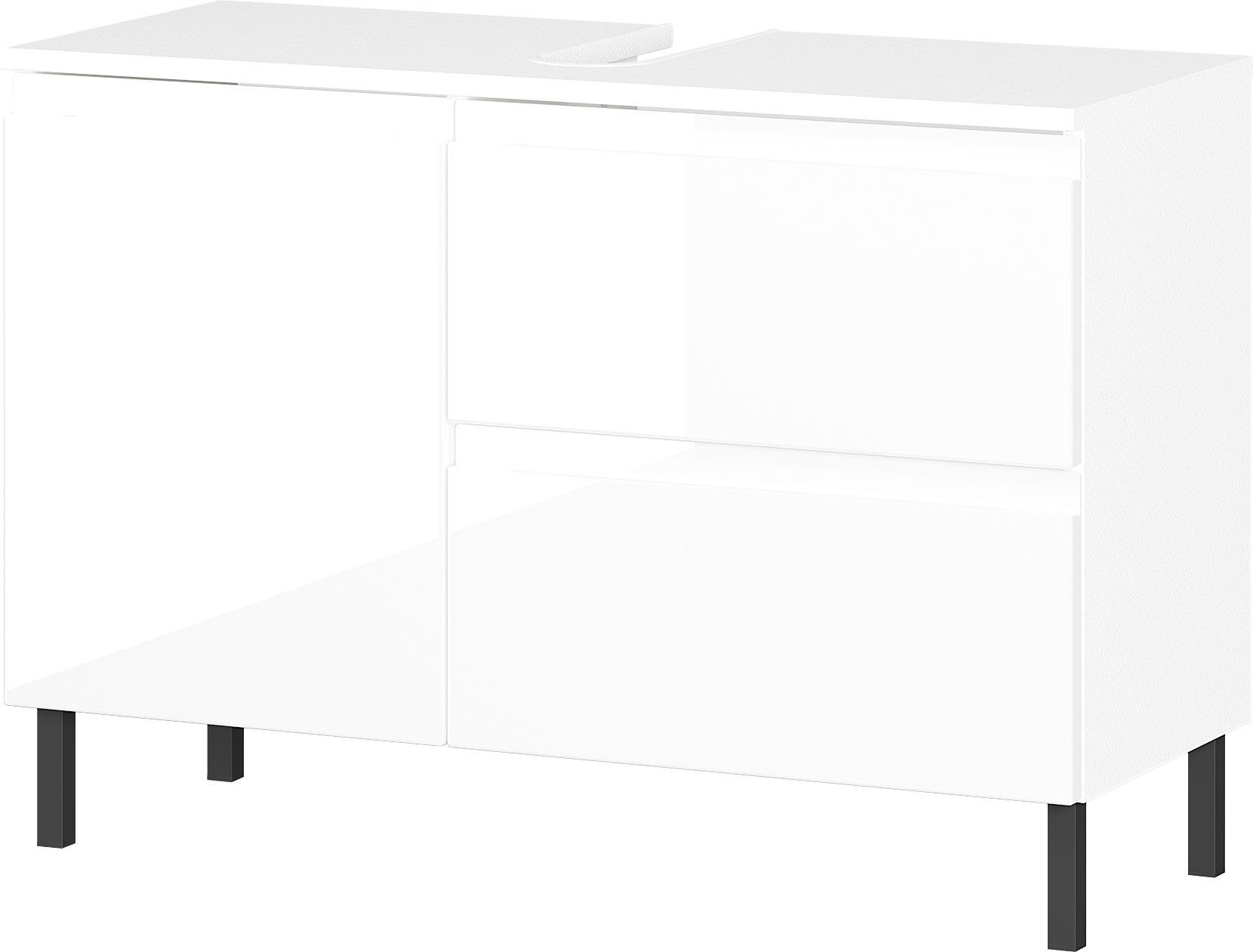 GERMANIA Badkamerserie Scantic met spiegel, wastafelonderkast, badkamerkast, incl. verlichting (set, 3-delig)