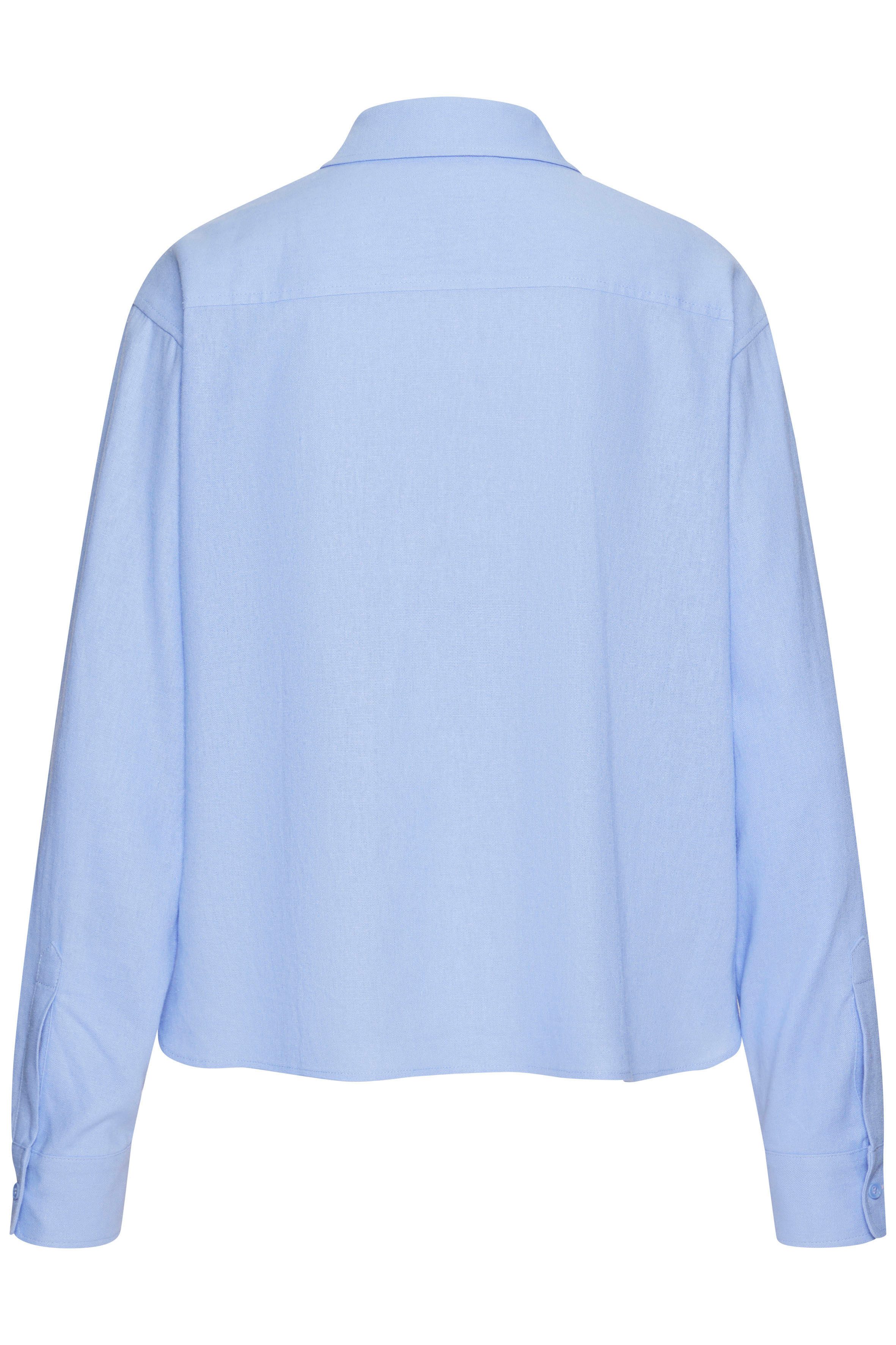 Buffalo Overhemdblouse met linnenpercentage, luchtige lange blouse met overhemdkraag