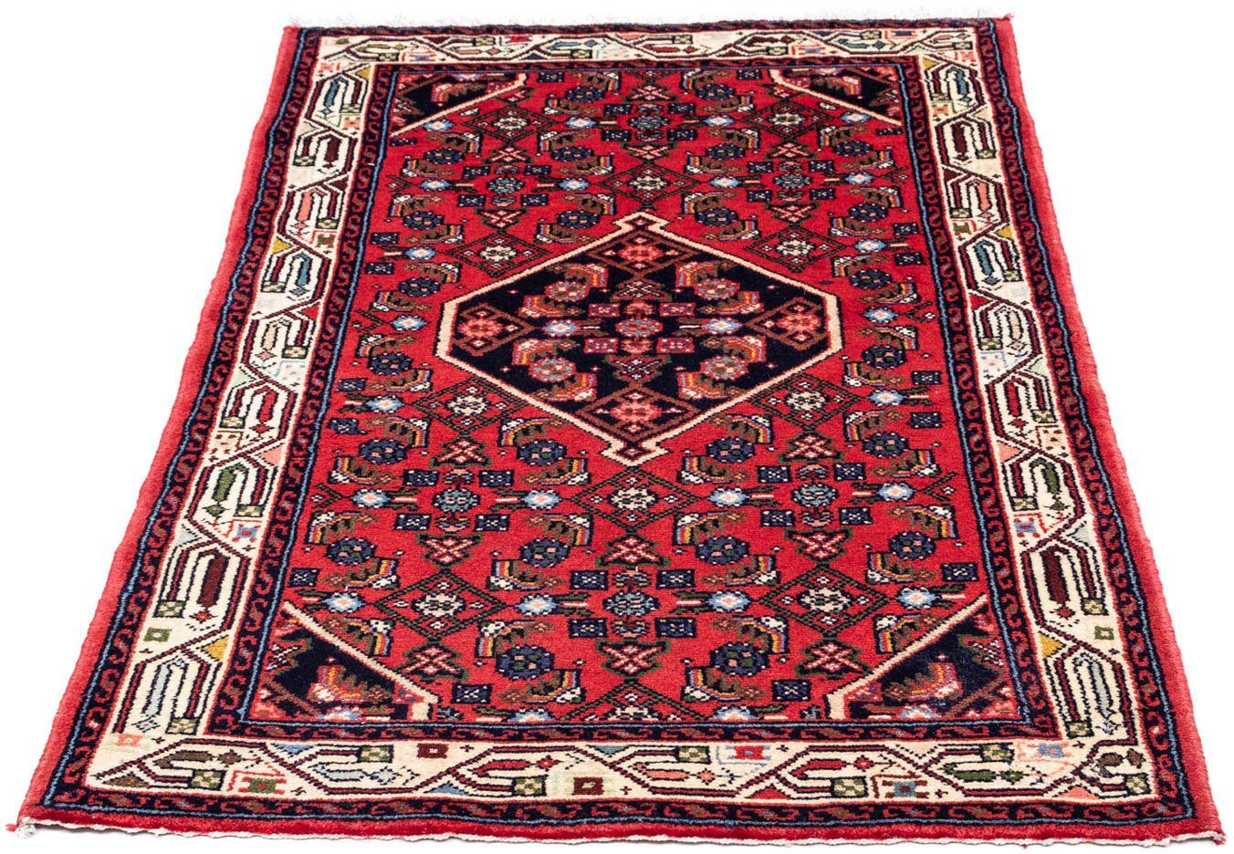 morgenland Wollen kleed Hamadan medaillon rosso chiaro 114 x 80 cm Handgeknoopt