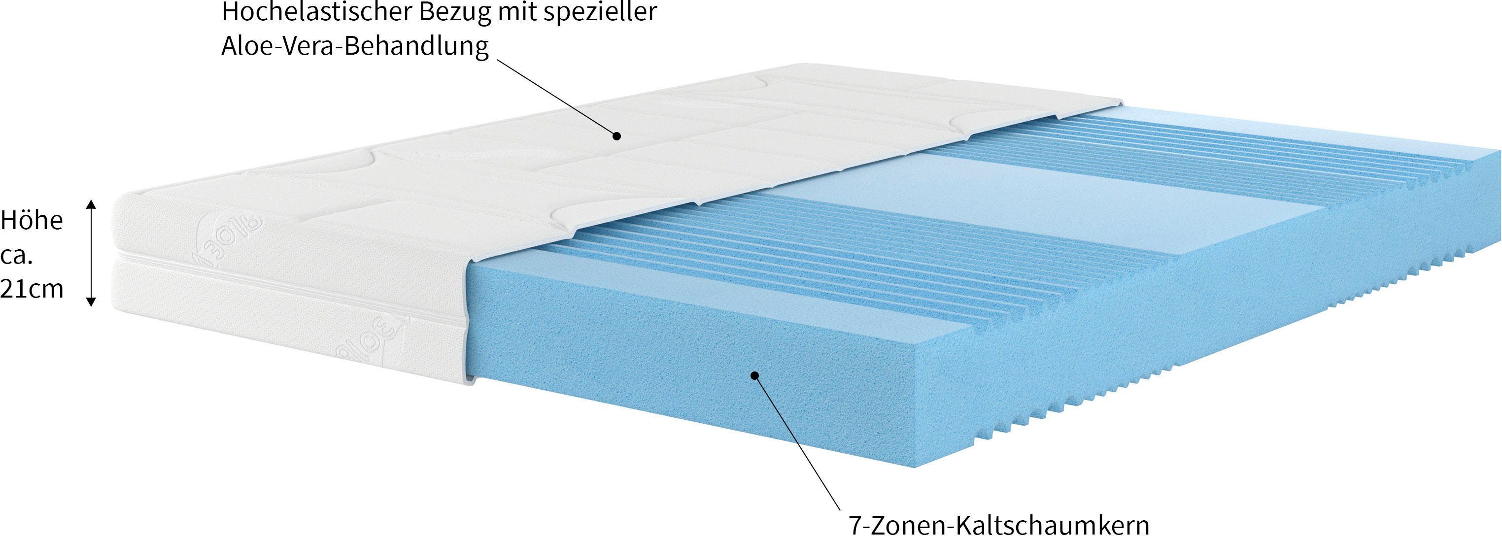 Malie Koudschuimmatras 7 zones matras XXL 90x200 cm, 140x200 cm & andere afmetingen hoogte 20 cm