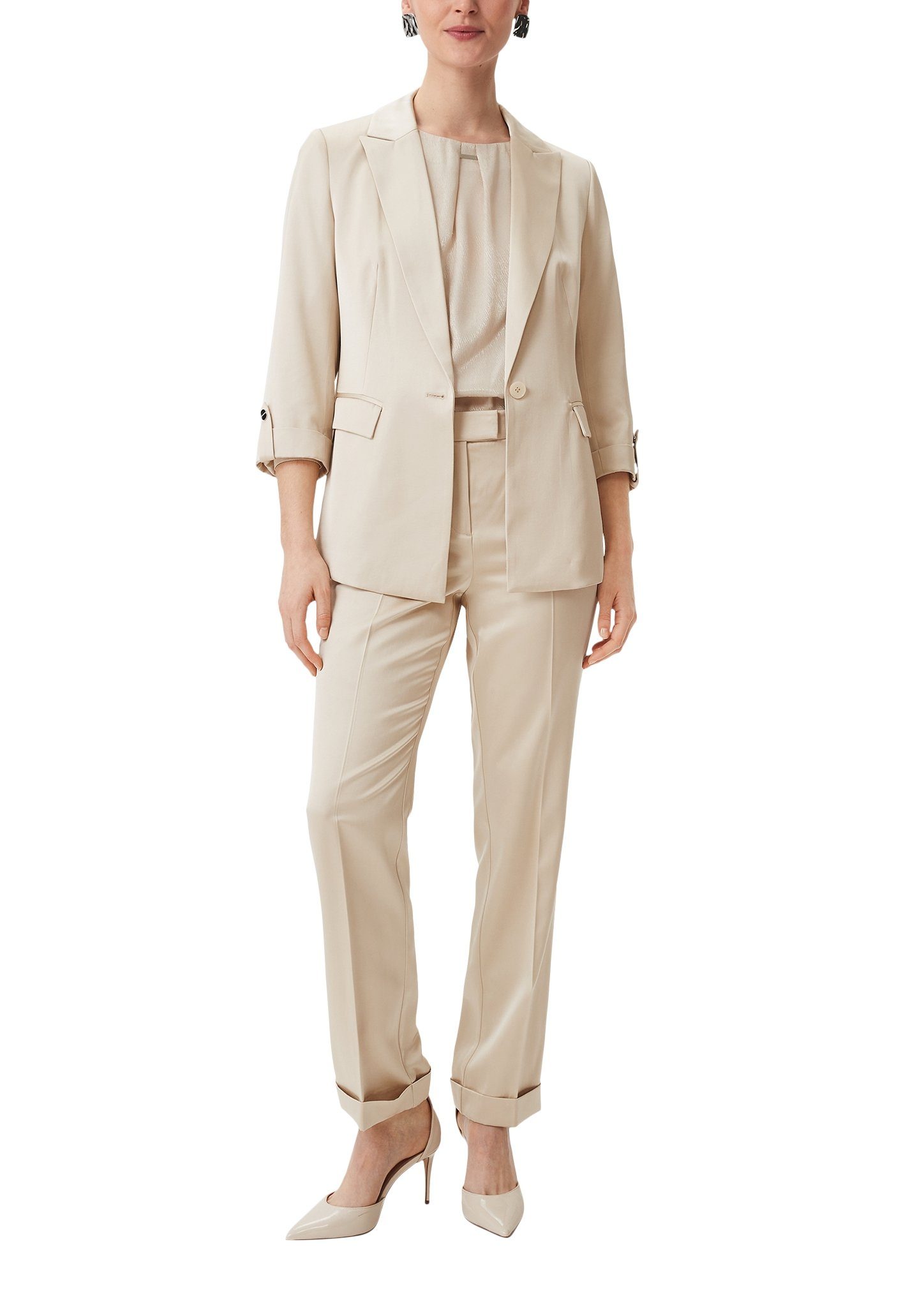 Comma Lange blazer met 3/4-mouwen