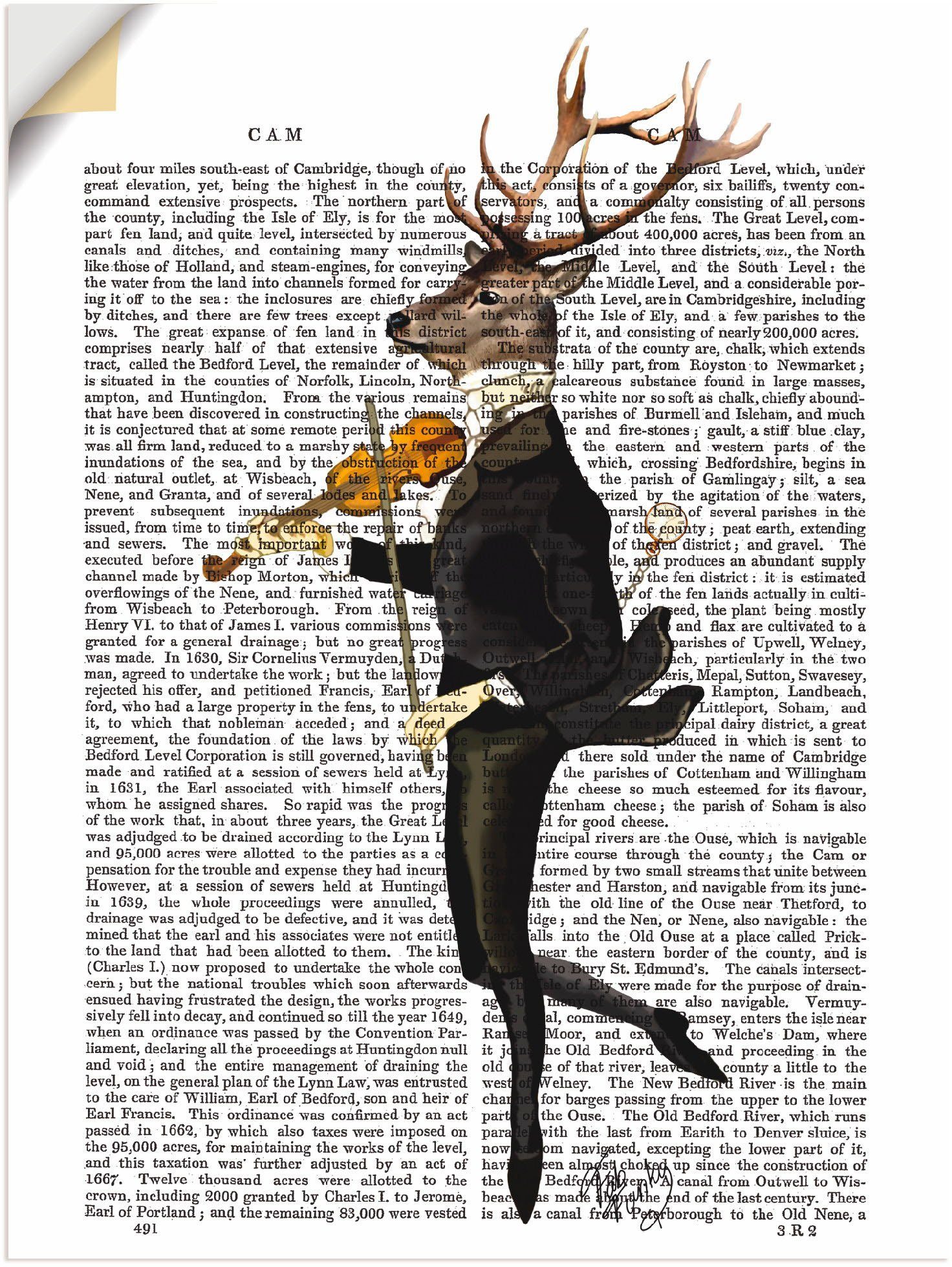 Artland artprint Tanzender Hirsch mit Violine