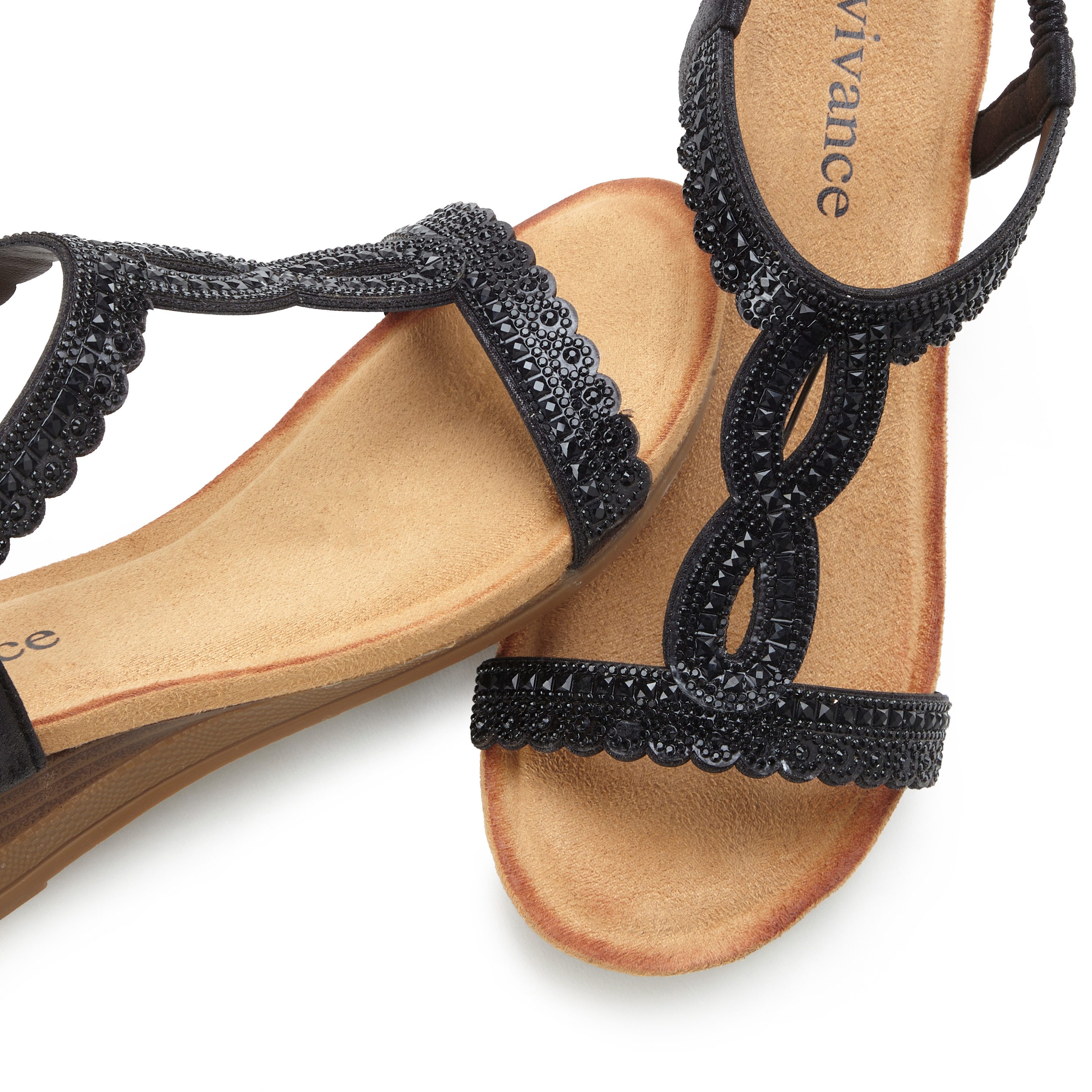 Vivance Sandaaltjes Zomerschoen Sandaal, zomerschoen met glinsterdetails en elastische bandjes VEGAN