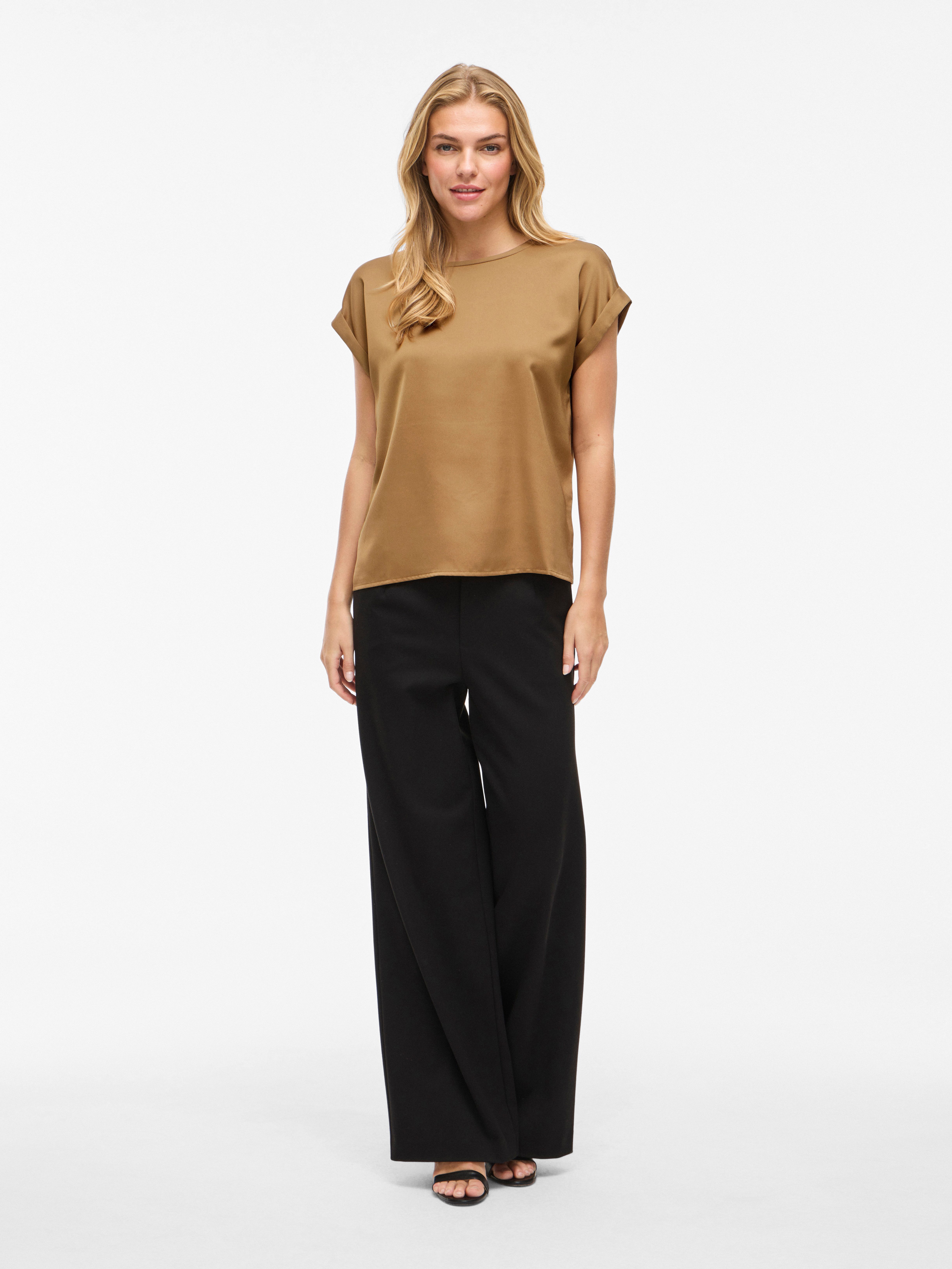 Vila Shirt met korte mouwen VIELLETTE S/S SATIN TOP - NOOS