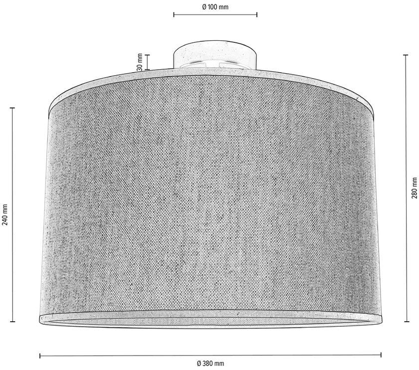 andas Plafondlamp Virrat, in Scandinavische stijl Plafondlamp met linnen kap, in tijdloos ontwerp, gemaakt in Europa (1 stuk)